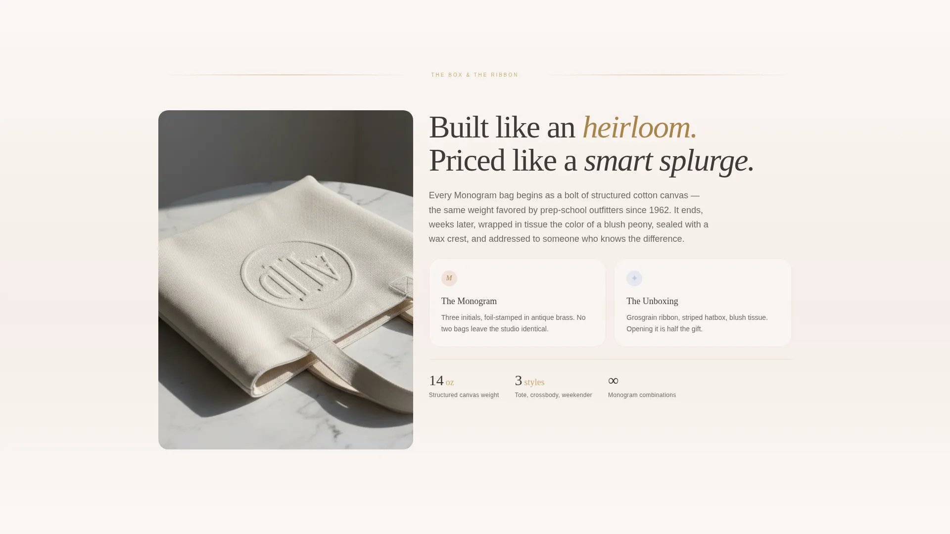 Elegant Preppy Bag Waitlist Landing Page Template