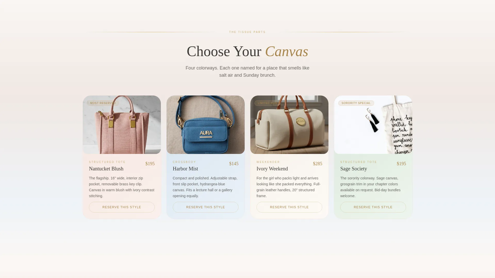 Elegant Preppy Bag Waitlist Landing Page Template