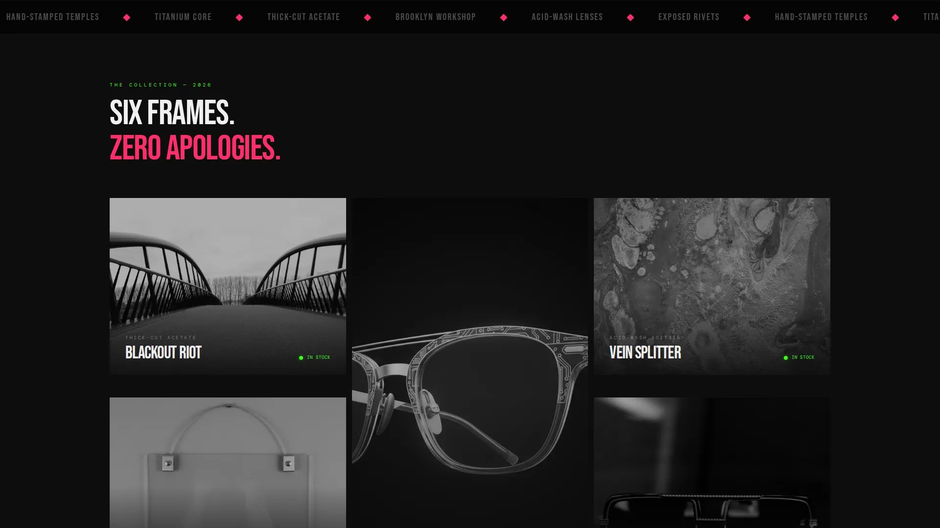 Bold Punk Eyewear Gallery Landing Page Template