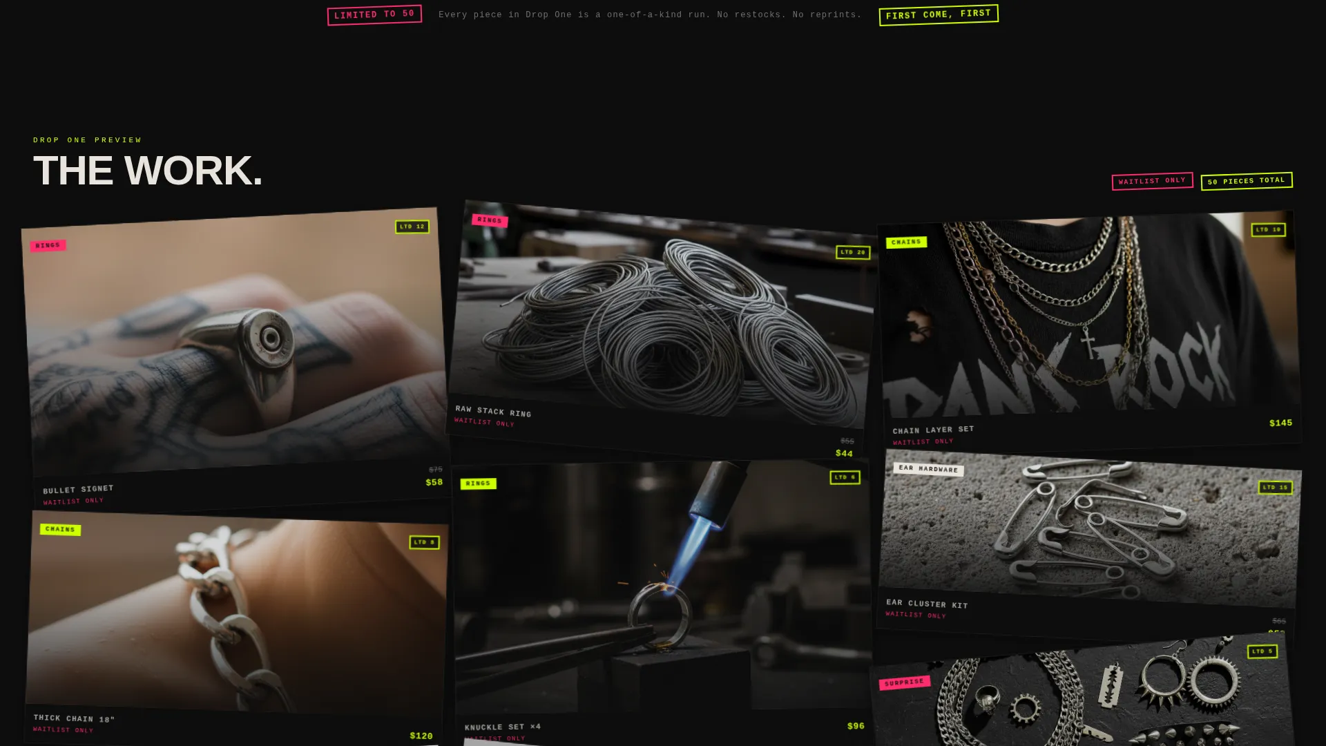 Punk Jewelry Landing Page Template | Waitlist Drop
