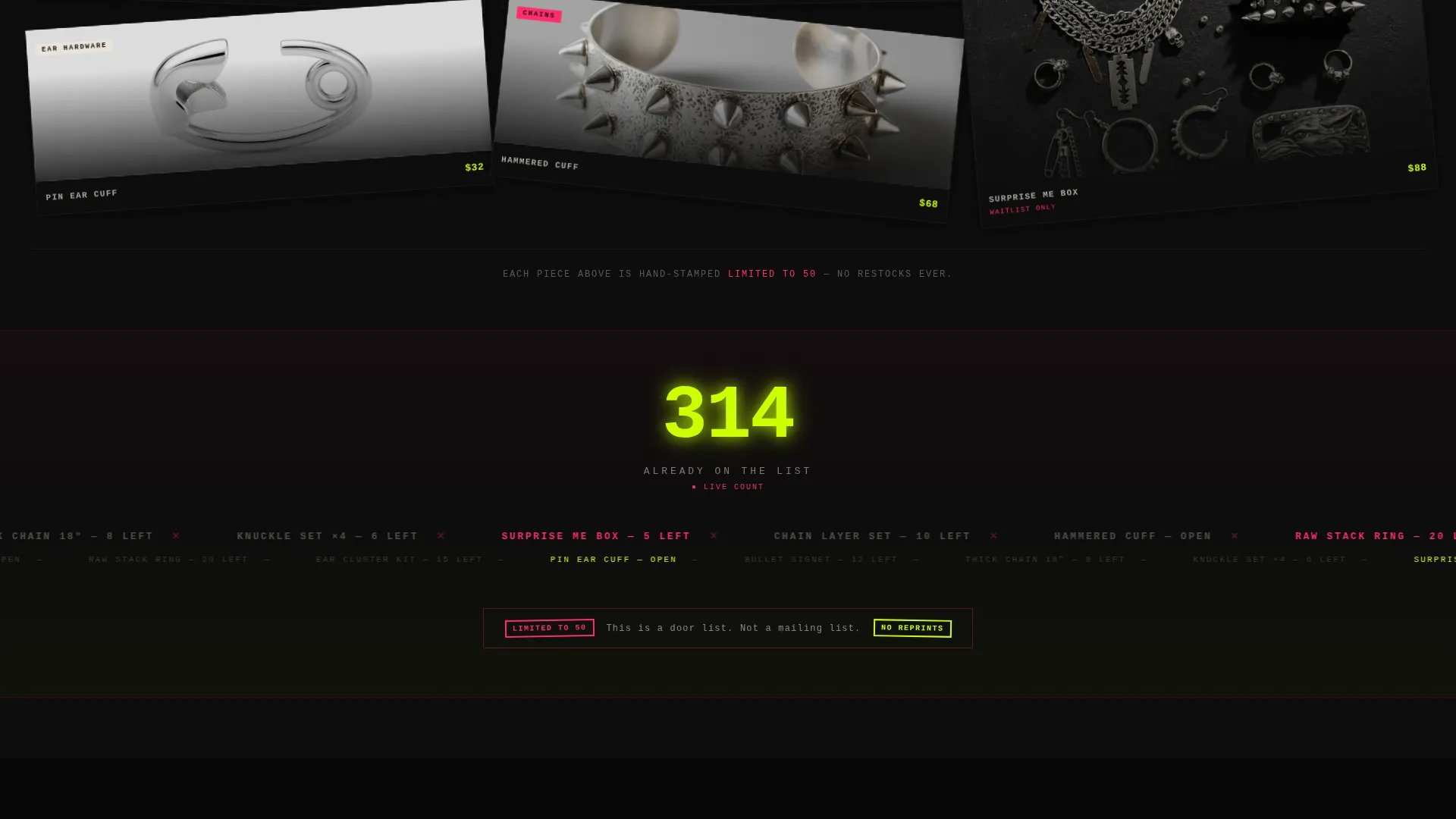 Punk Jewelry Landing Page Template | Waitlist Drop