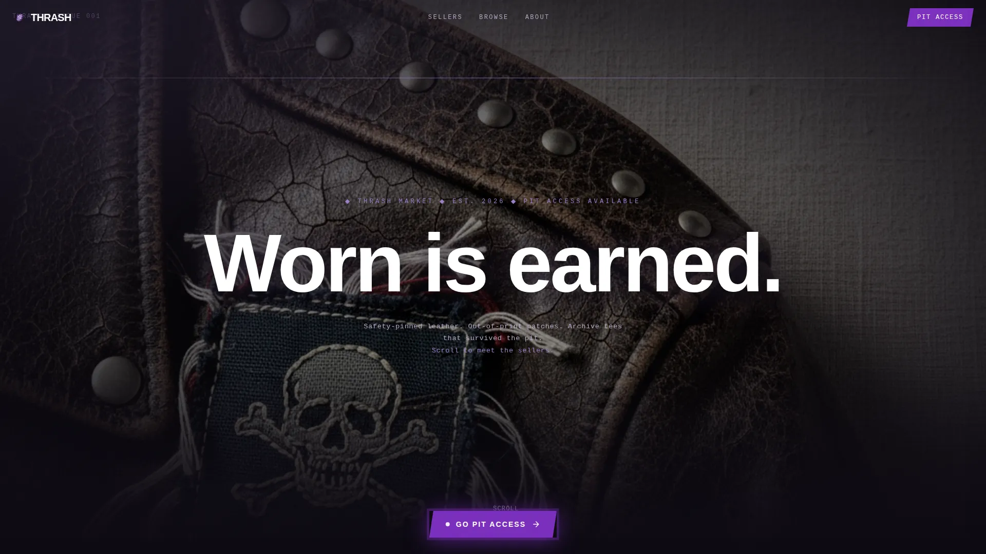 Punk Resale Landing Page Template | Dark Immersive