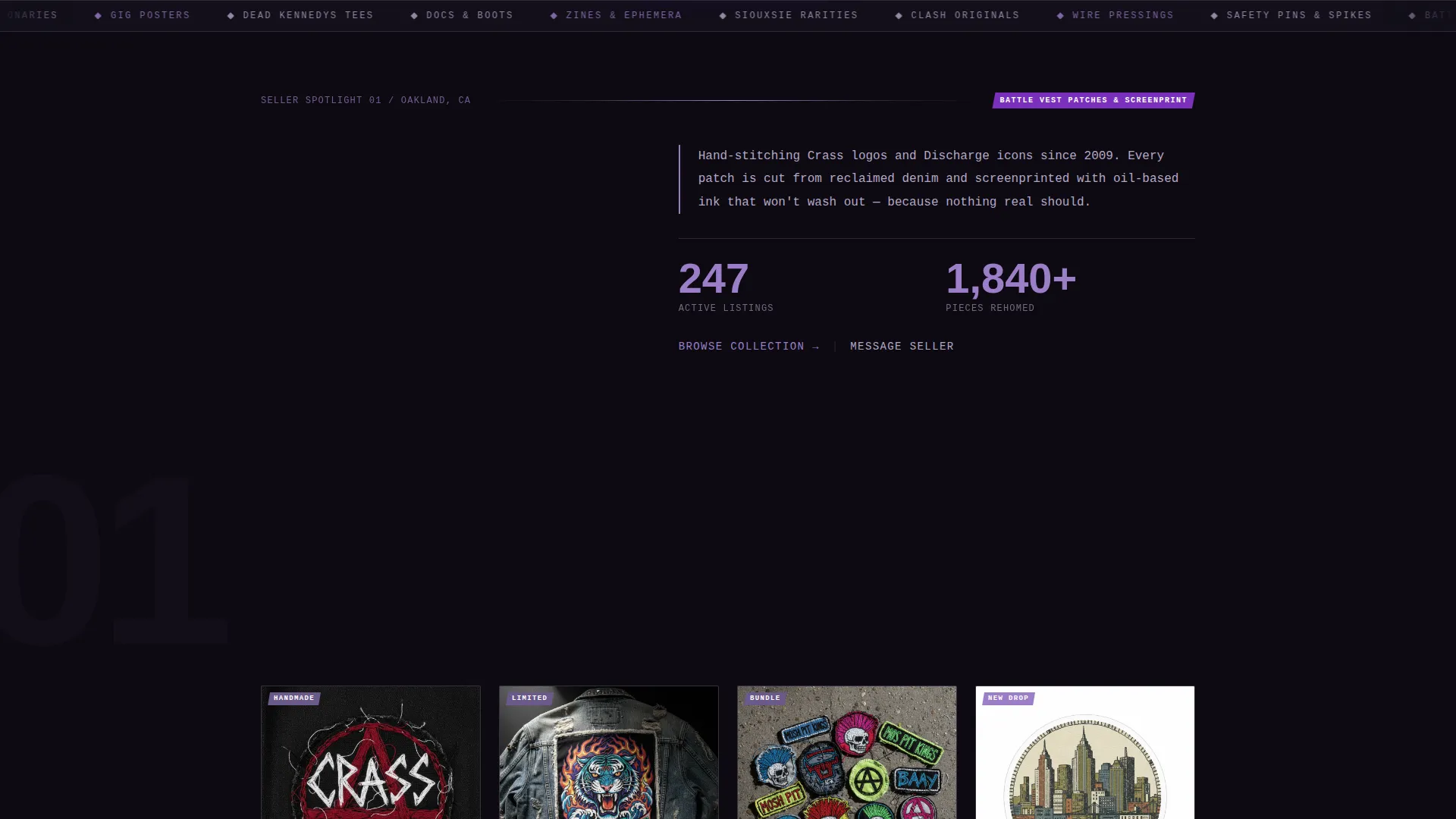 Punk Resale Landing Page Template | Dark Immersive