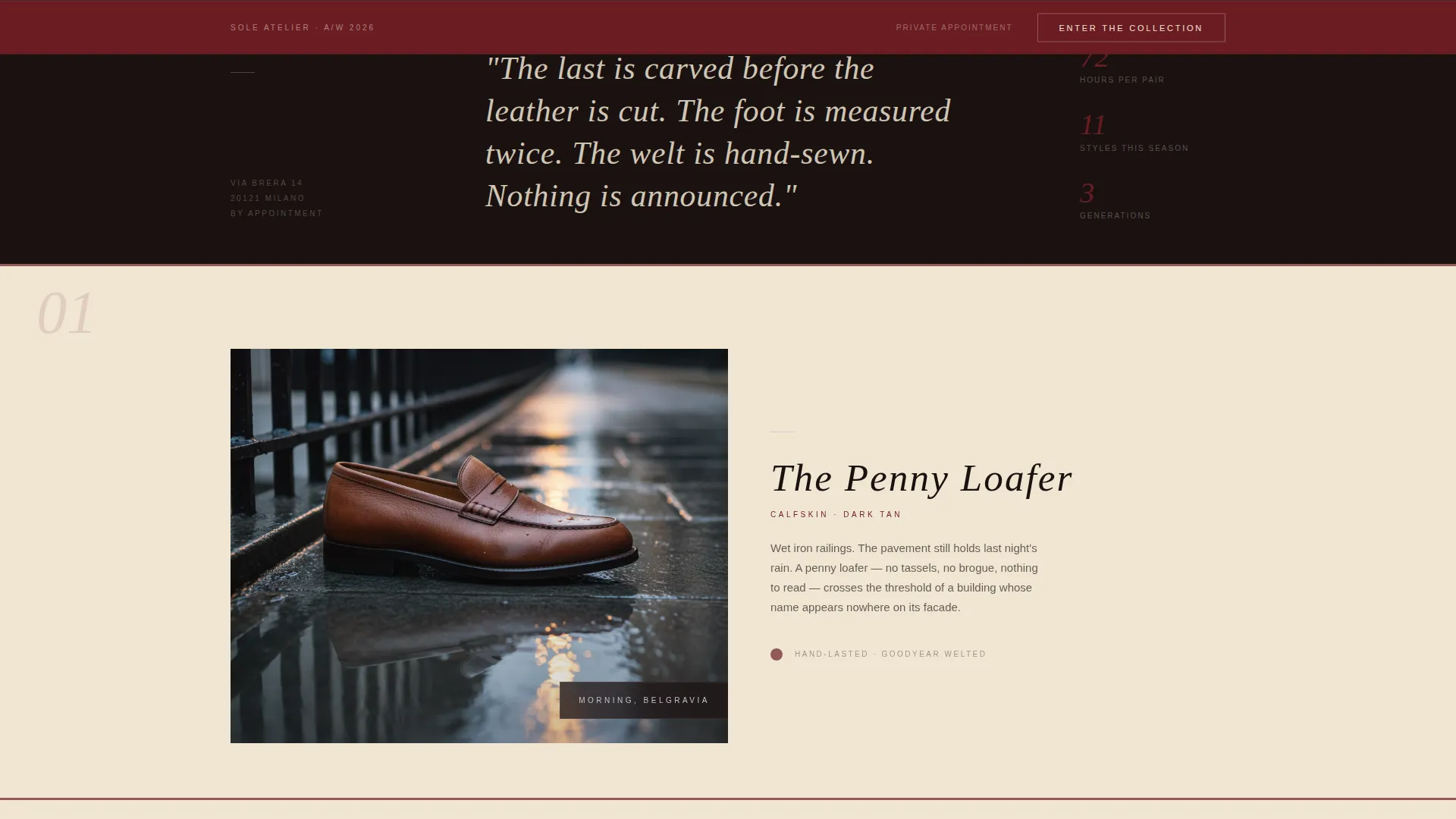 Quiet Luxury Footwear Landing Page Template