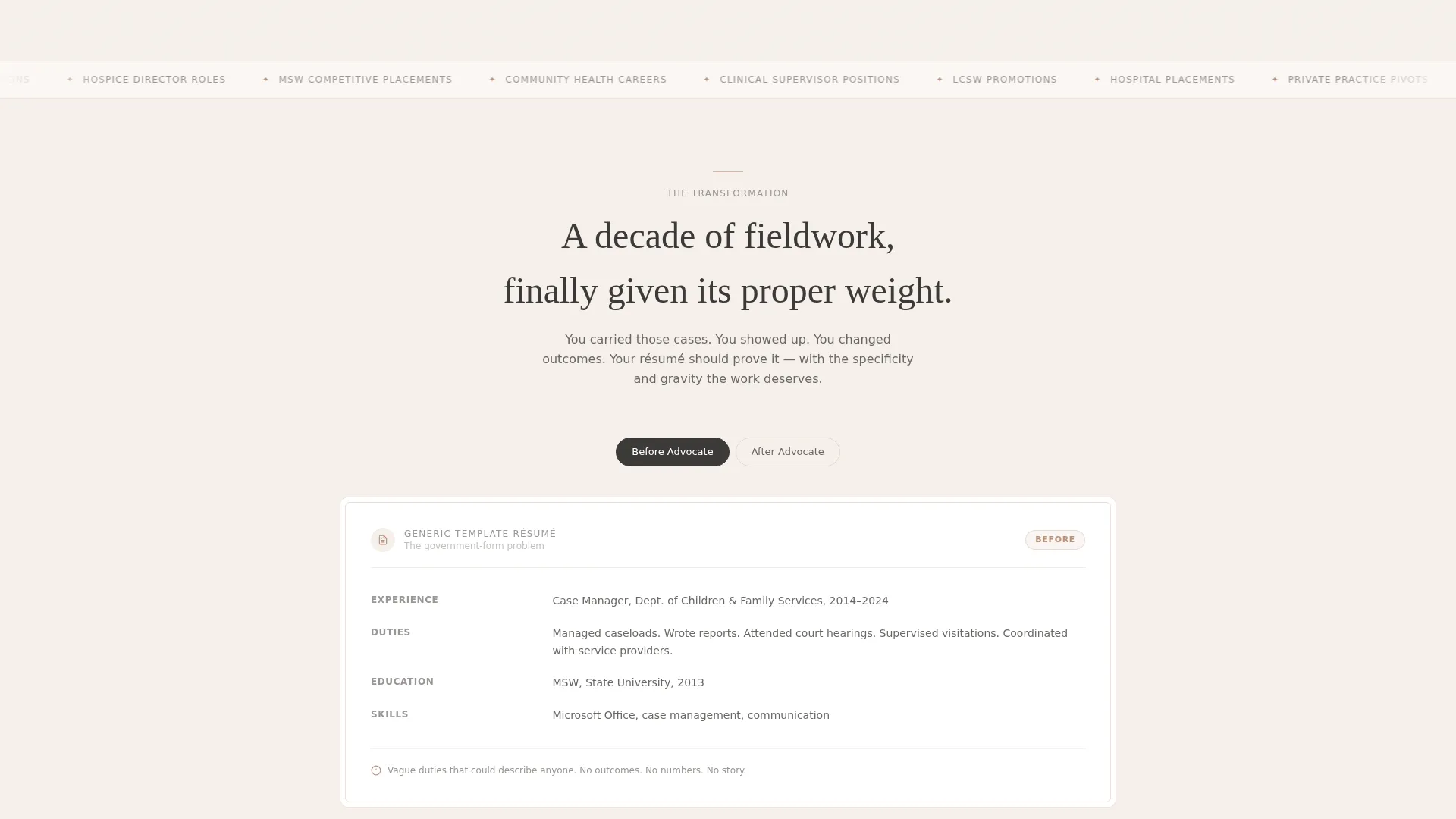 Worker Résumé Service Landing Page Template