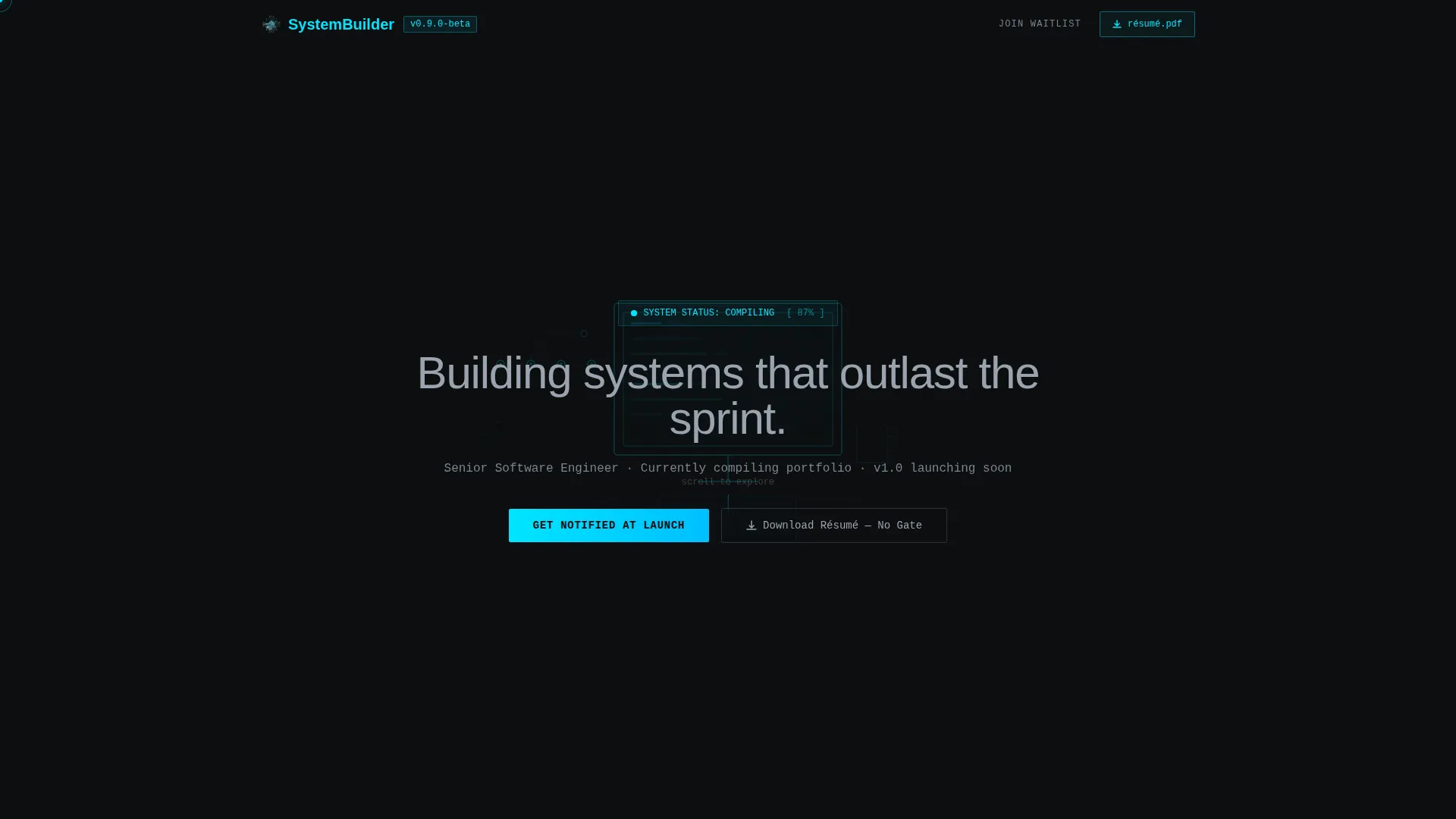 Dark Immersive Engineer Portfolio Landing Page