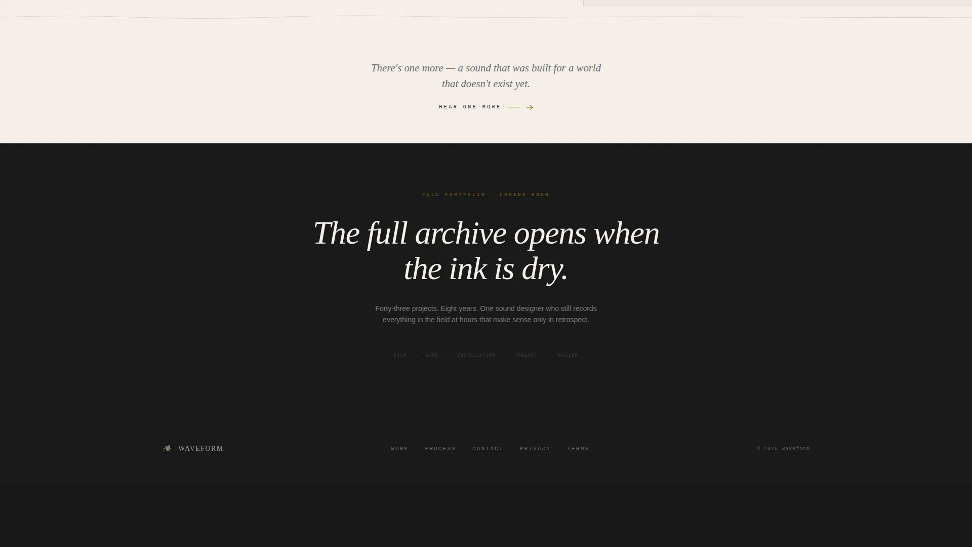 Sound Designer Portfolio Booking Website Template