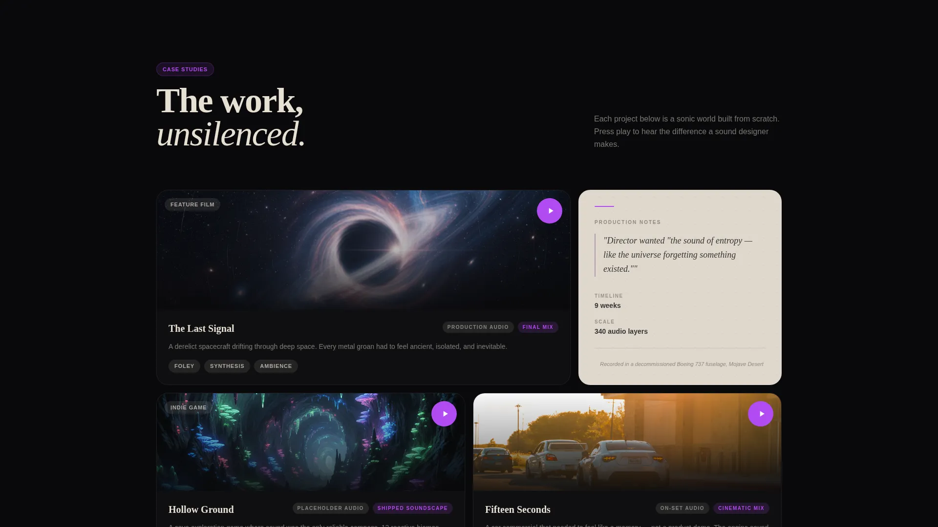 Sound Designer Portfolio Portfolio Website Template