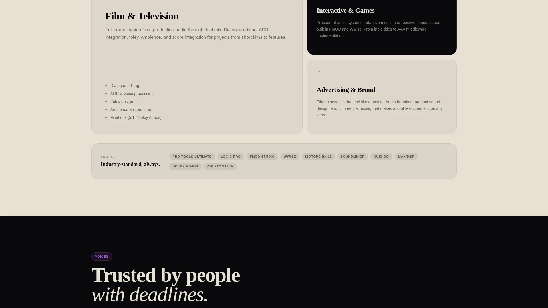 Sound Designer Portfolio Portfolio Website Template