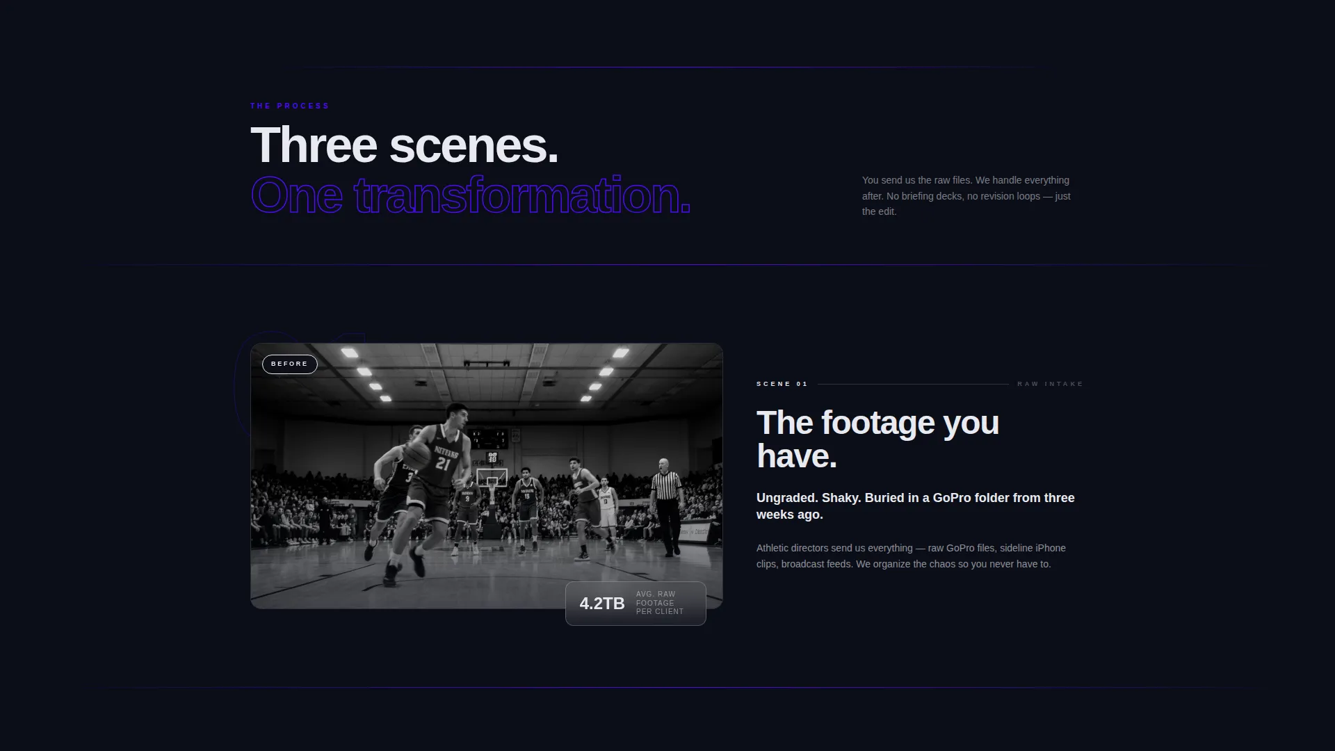 Cinematic Sports Video Production Landing Page