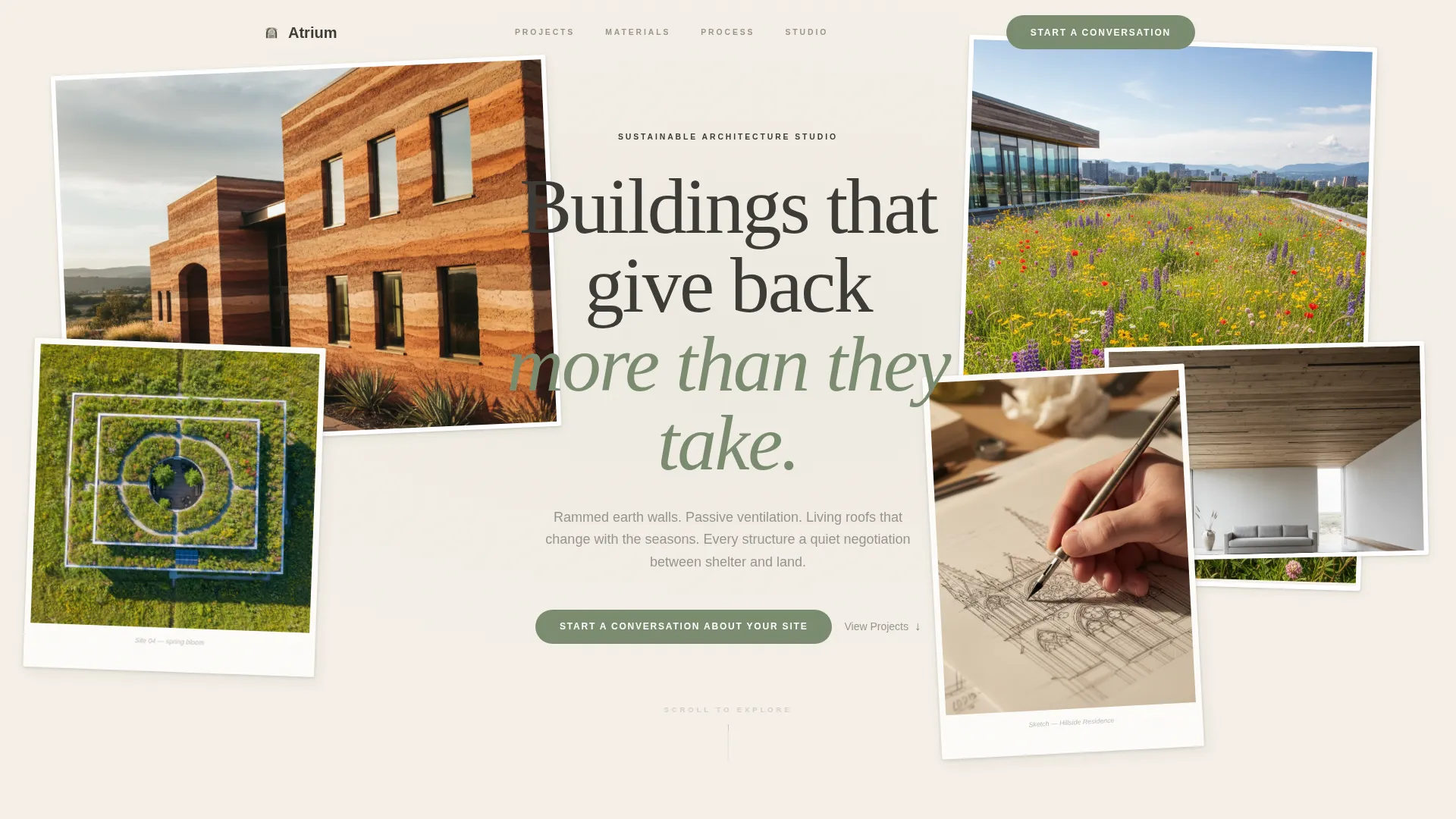 Sustainable Architecture Portfolio Landing Page
