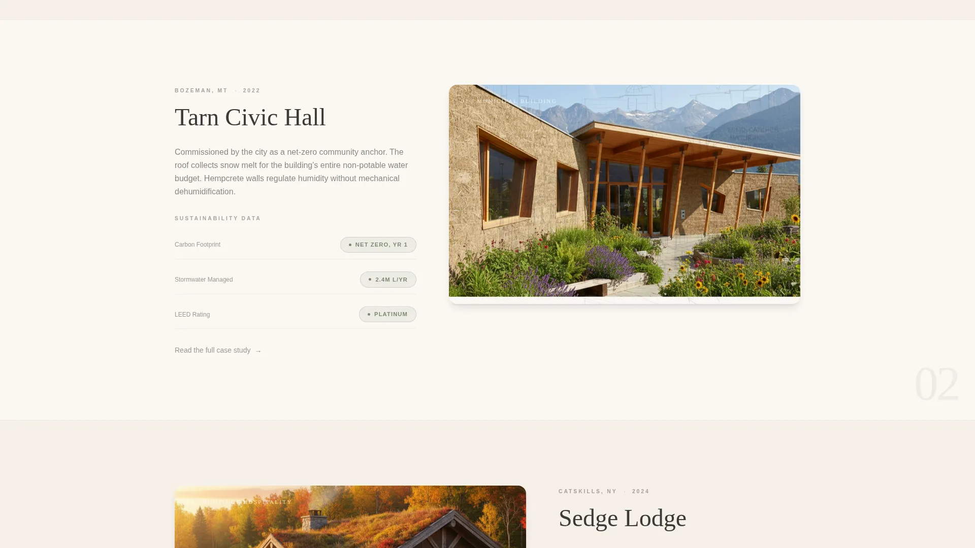 Sustainable Architecture Portfolio Landing Page