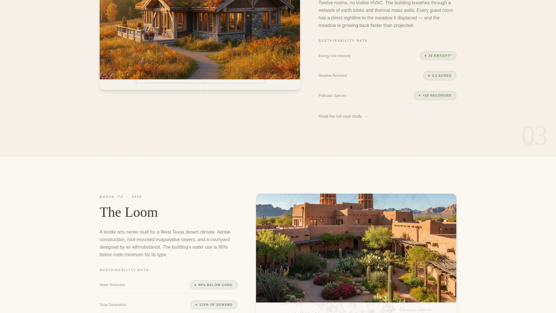 Sustainable Architecture Portfolio Landing Page
