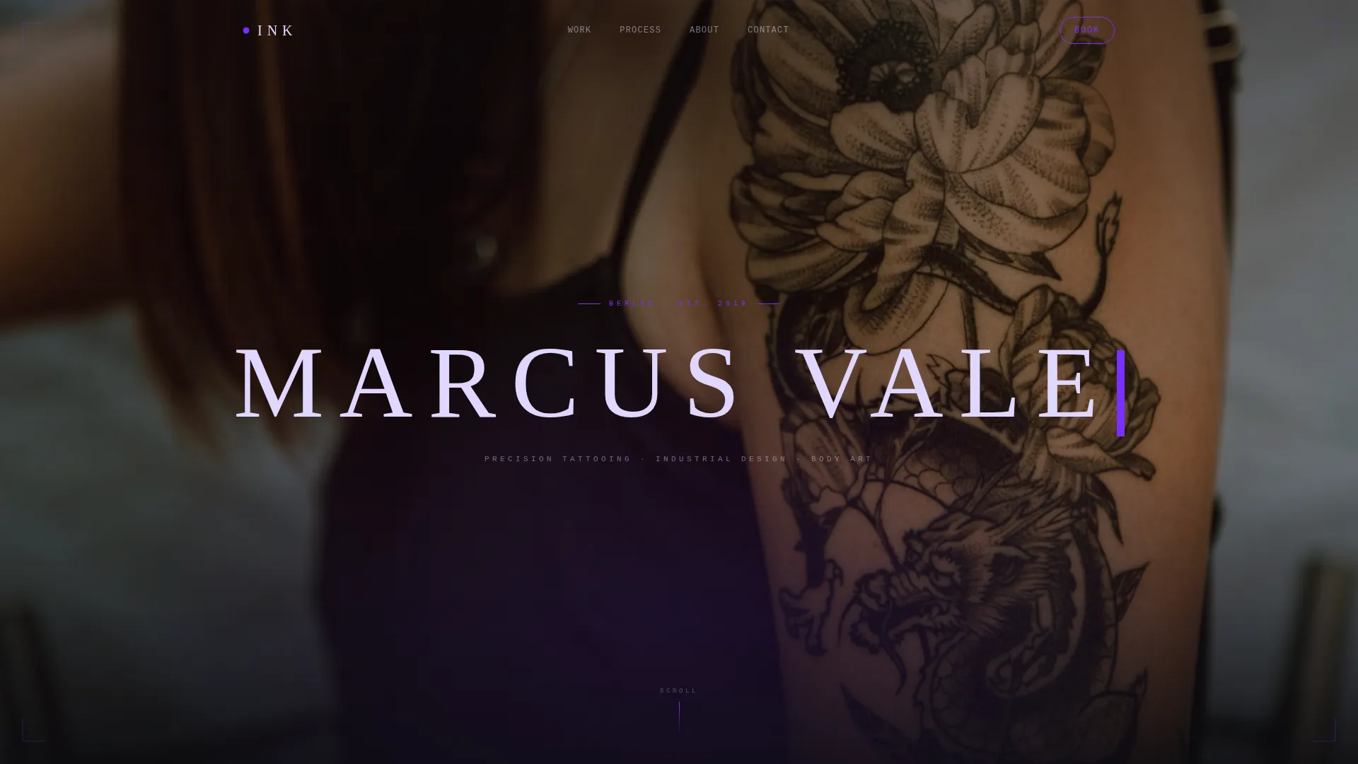Dark Theme Tattoo Artist Portfolio Landing Page