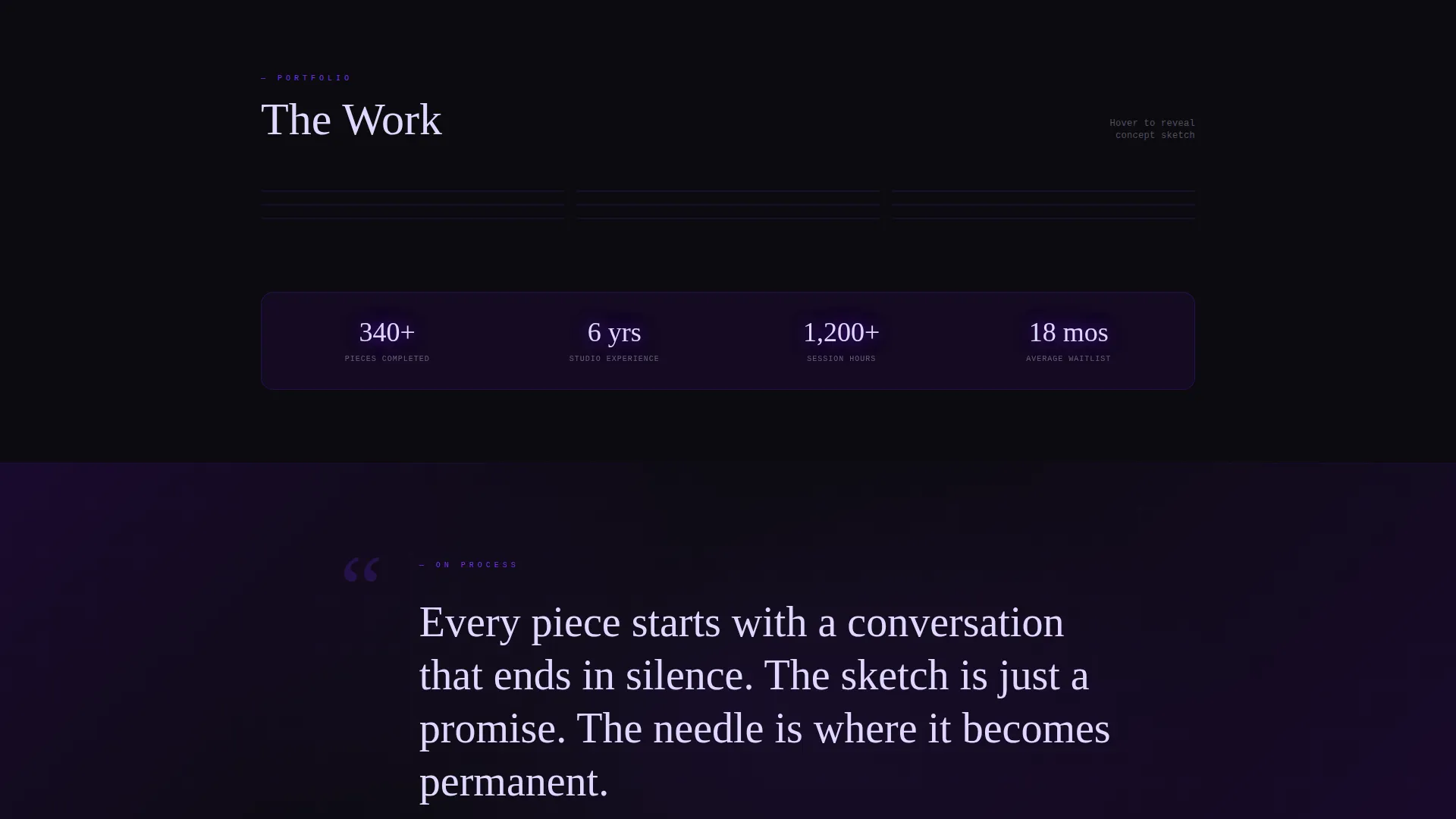 Dark Theme Tattoo Artist Portfolio Landing Page