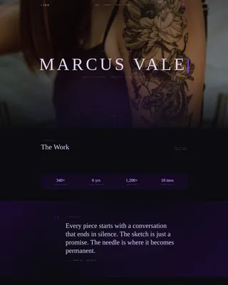 Dark Theme Tattoo Artist Portfolio Landing Page