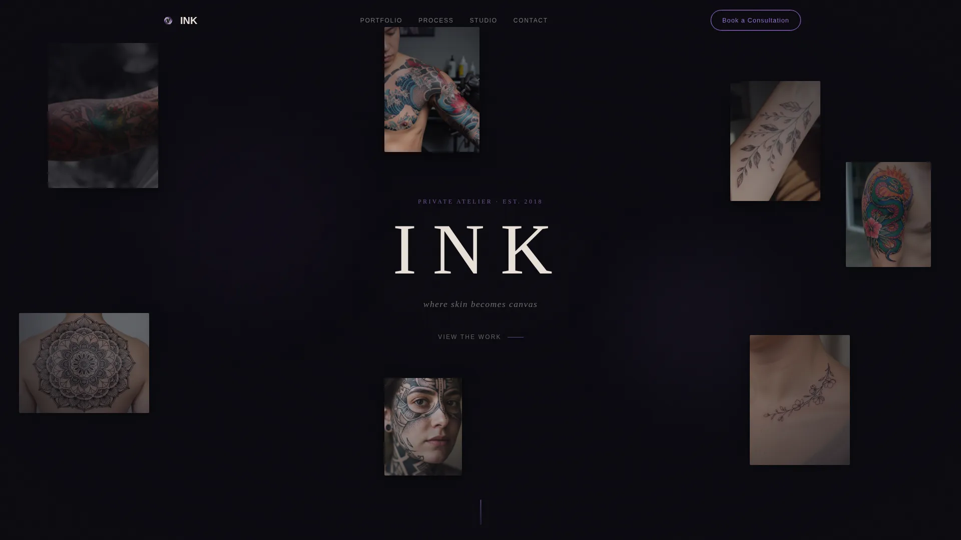 Immersive Tattoo Artist Portfolio Landing Page Template