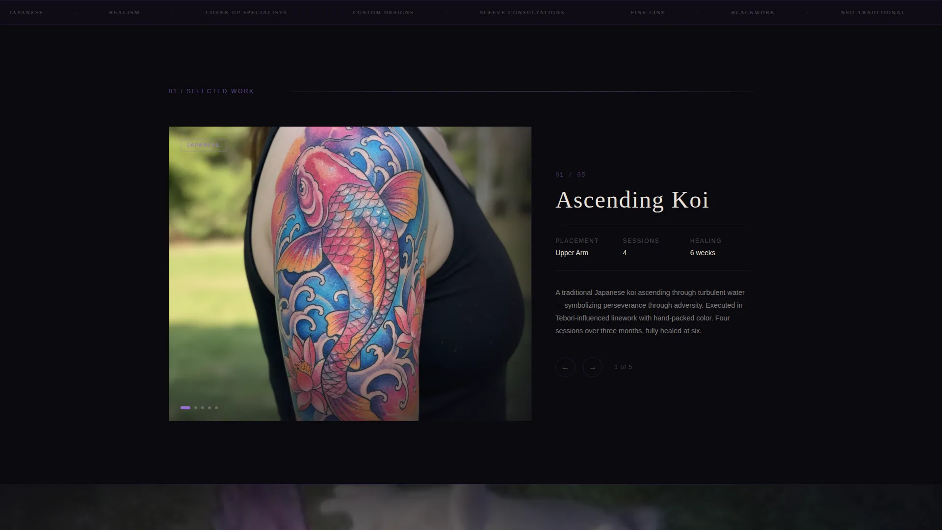 Immersive Tattoo Artist Portfolio Landing Page Template