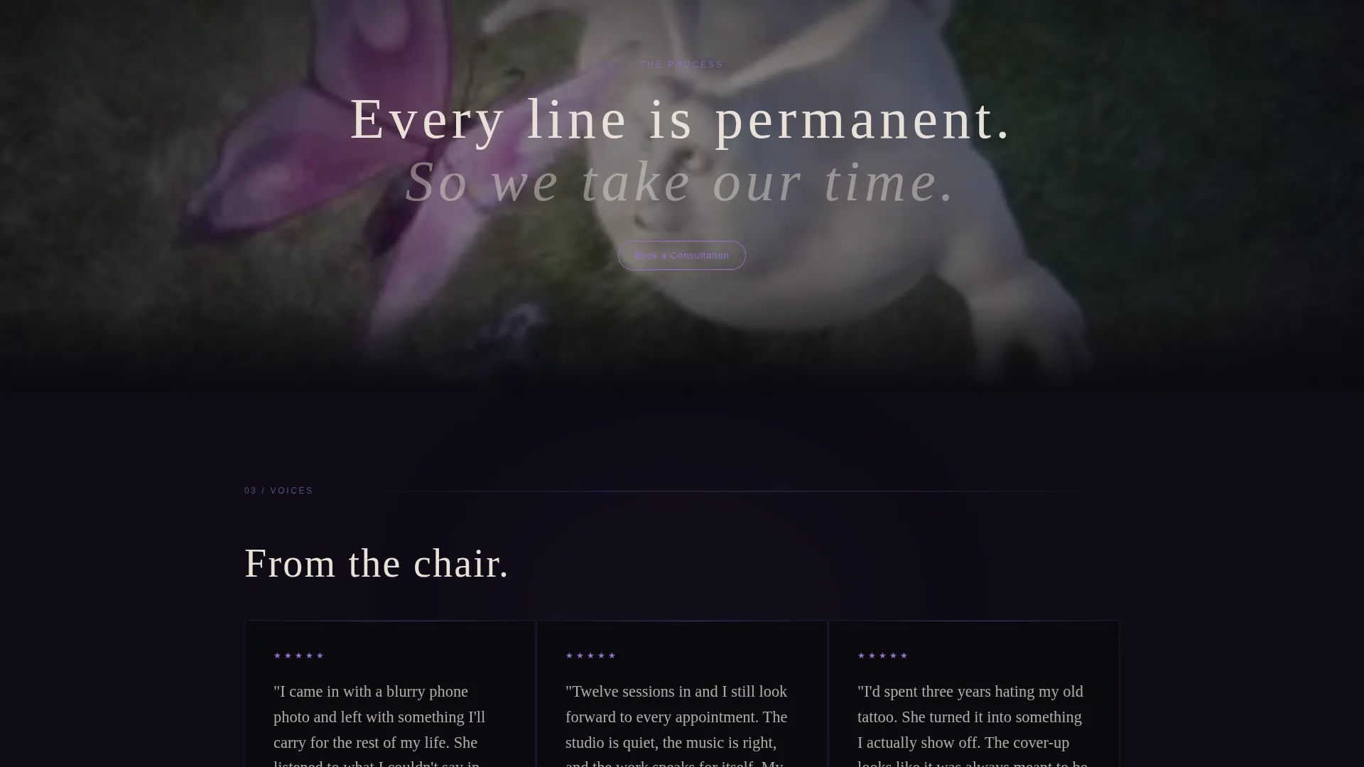 Immersive Tattoo Artist Portfolio Landing Page Template