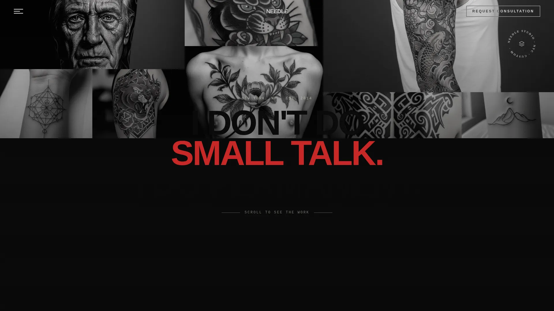 Bold Brutalist Tattoo Artist Landing Page Template