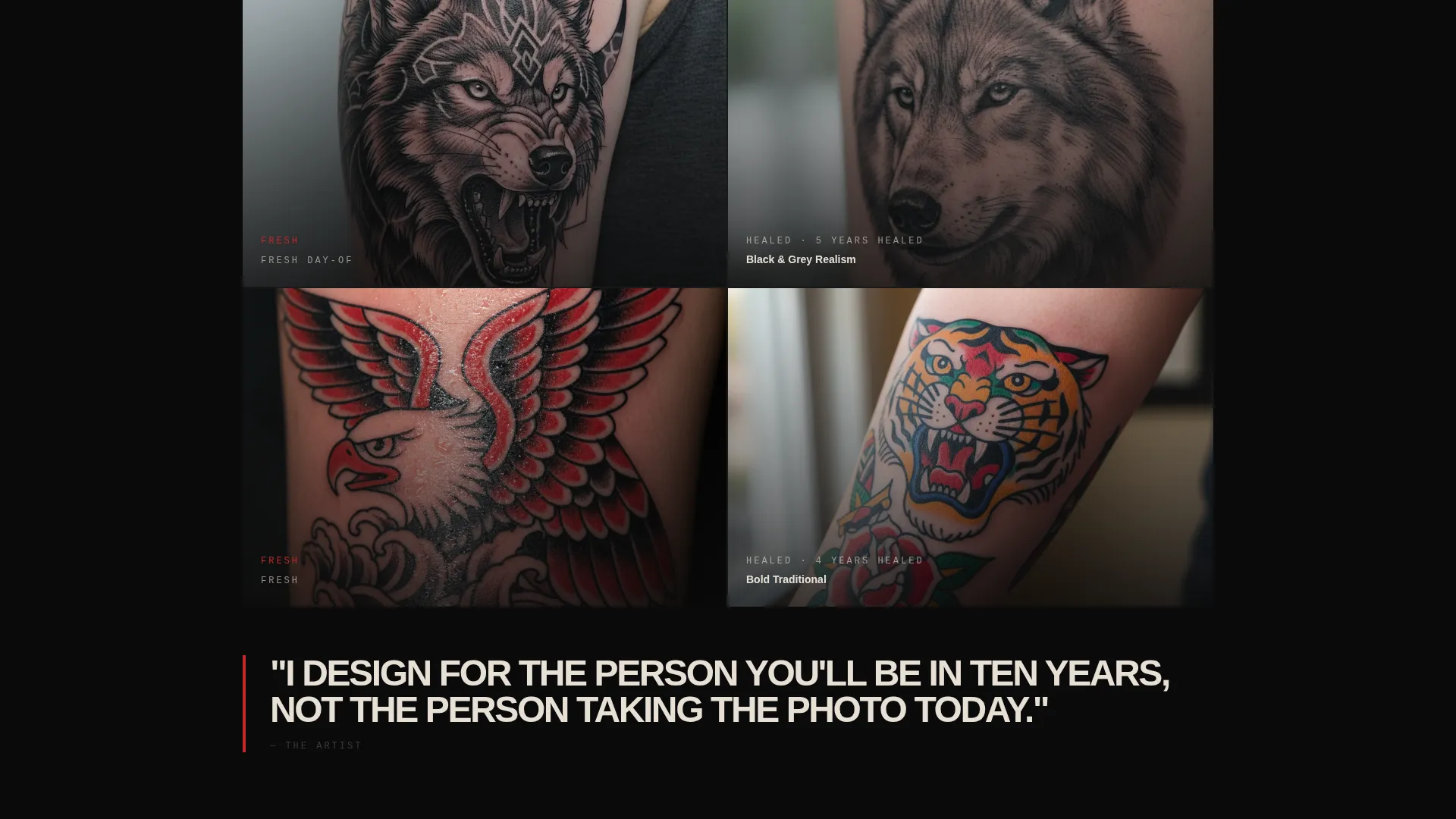 Bold Brutalist Tattoo Artist Landing Page Template