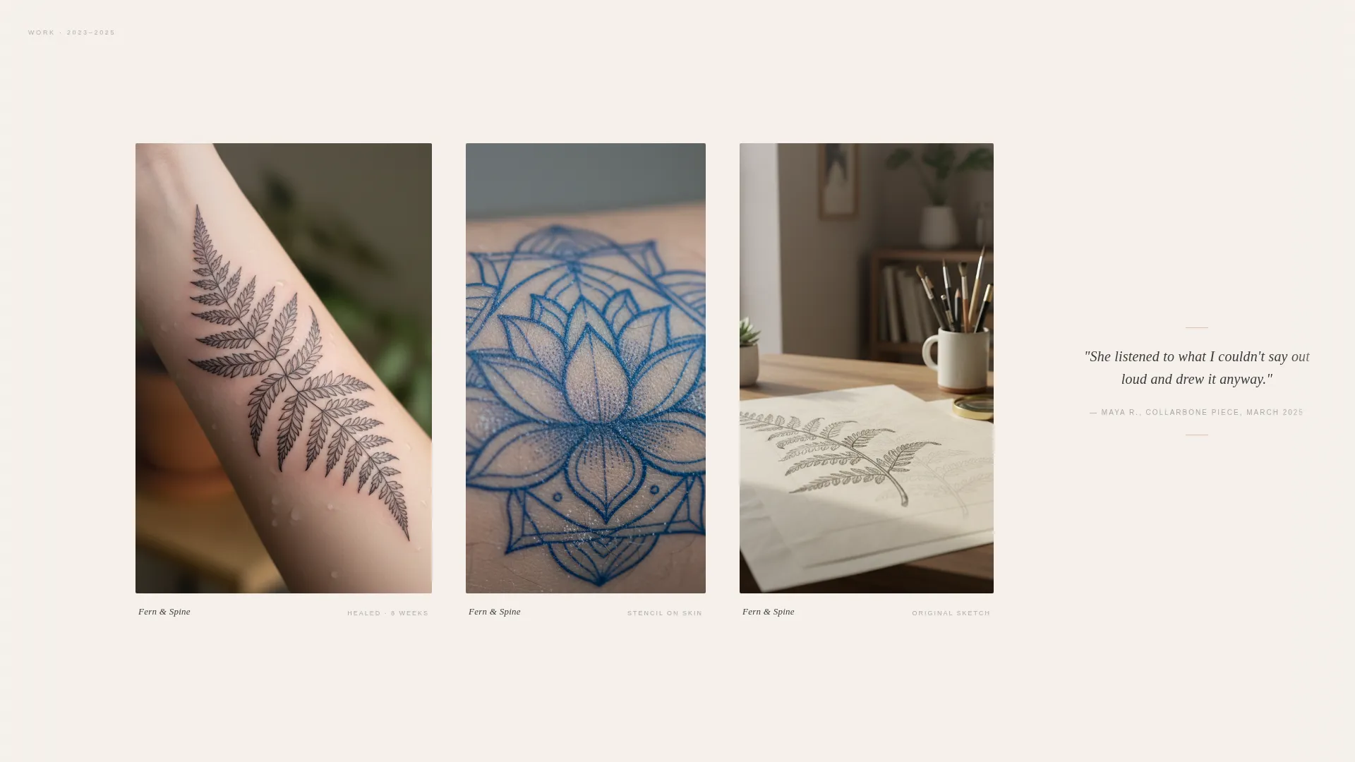 Minimalist Tattoo Artist Landing Page Template