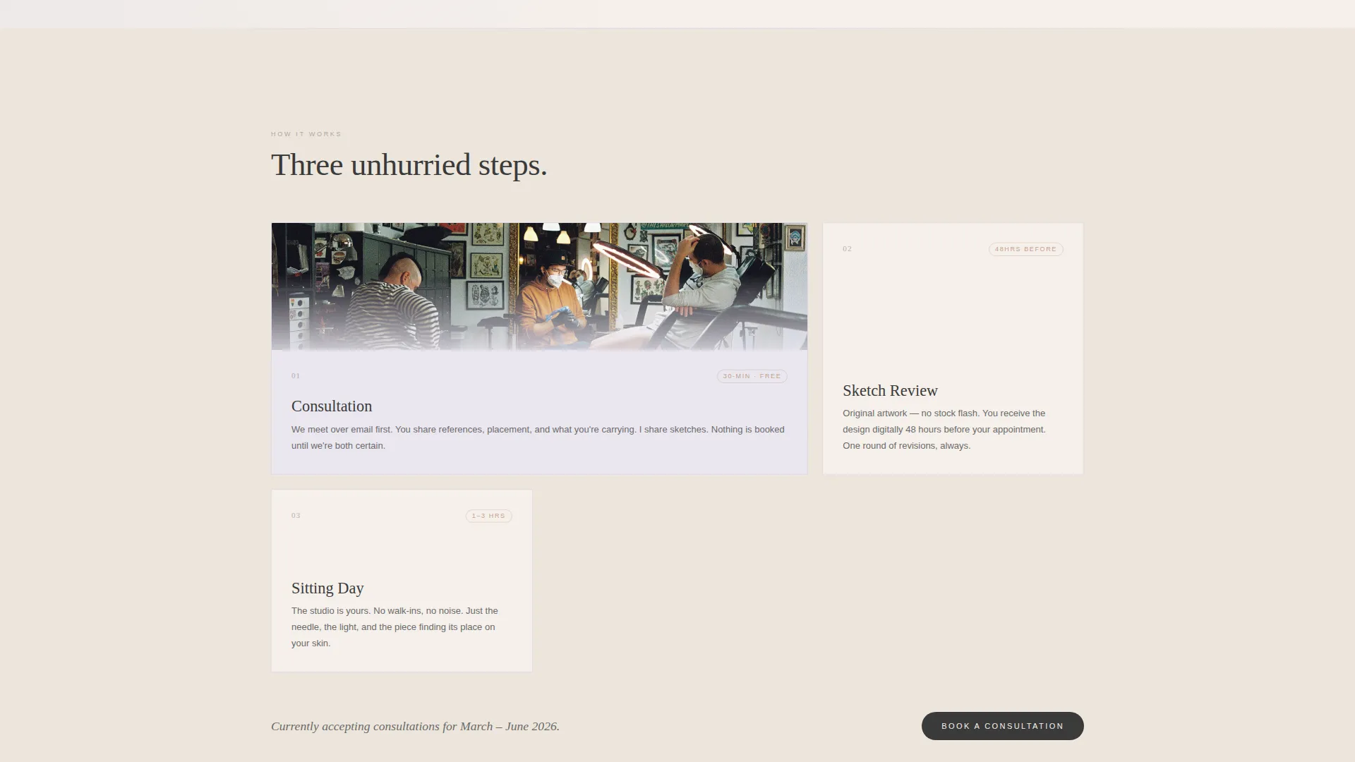Minimalist Tattoo Artist Landing Page Template