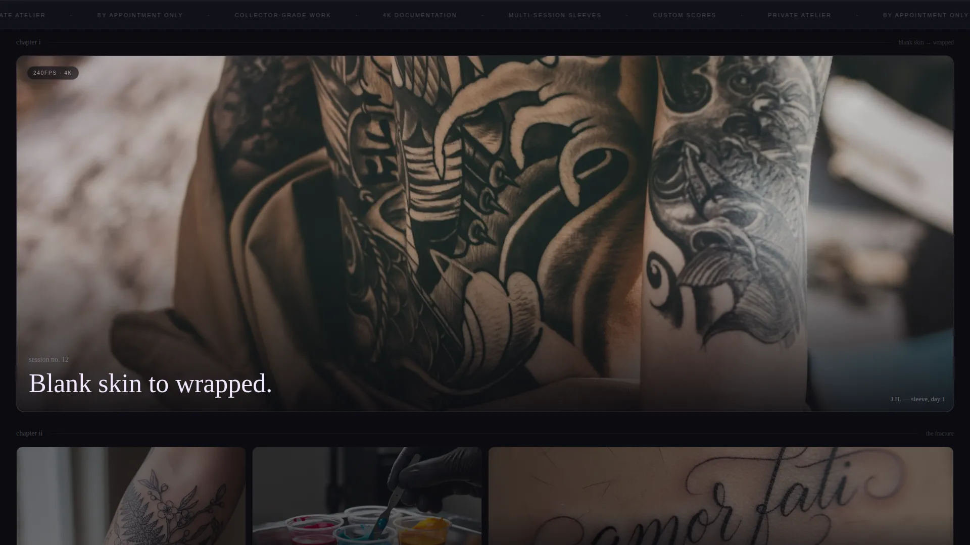 Cinematic Tattoo Artist Portfolio Landing Page
