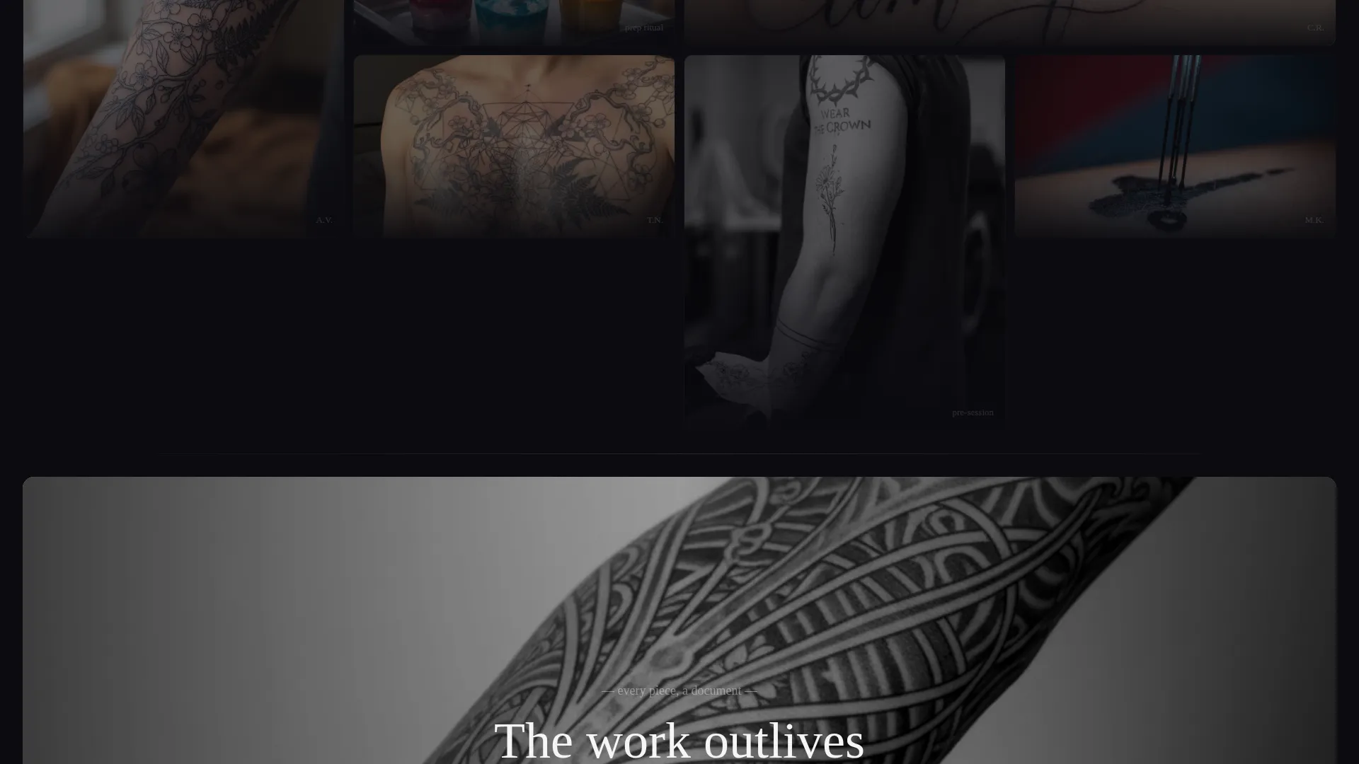 Cinematic Tattoo Artist Portfolio Landing Page