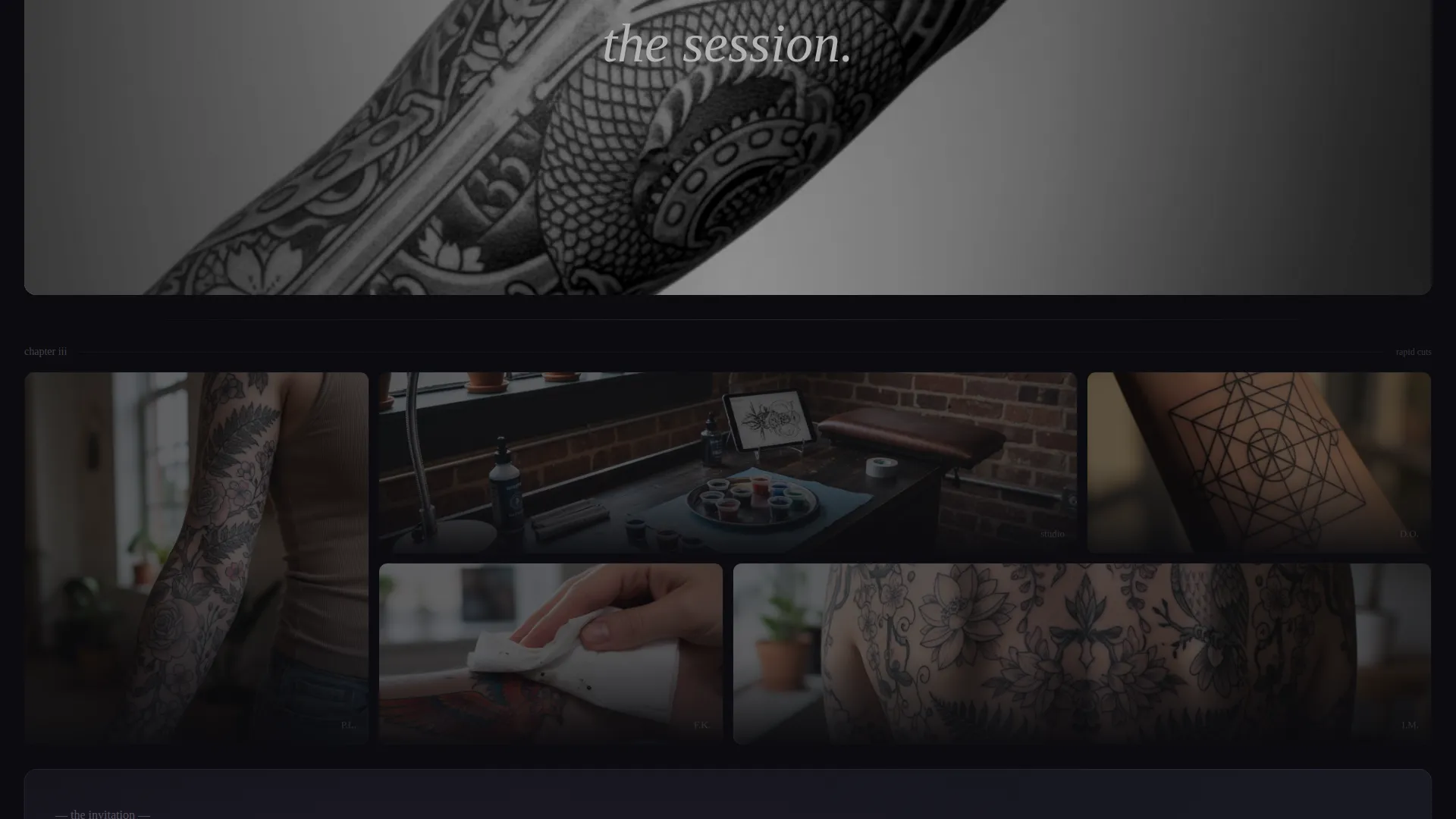 Cinematic Tattoo Artist Portfolio Landing Page