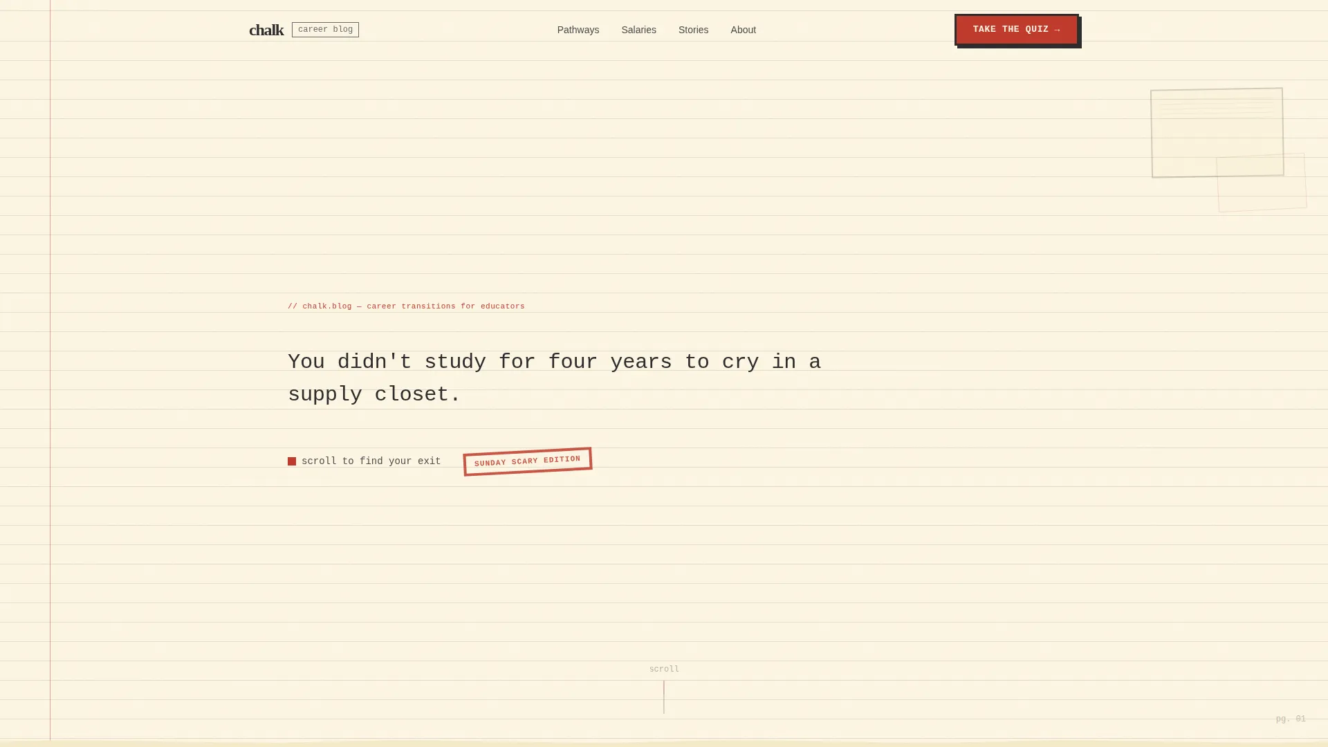 Bold Brutalist Teacher Career Blog Landing Page