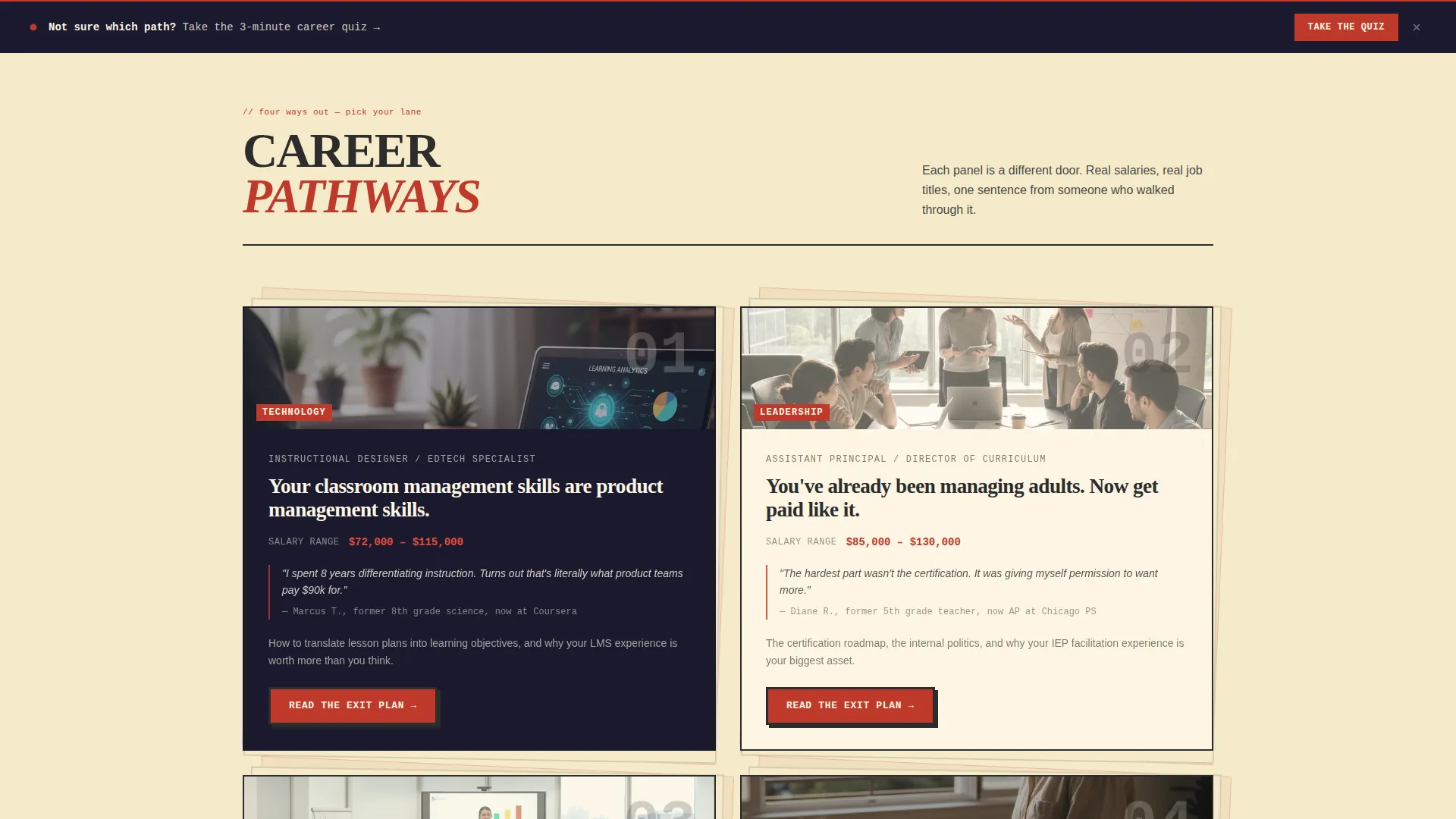 Bold Brutalist Teacher Career Blog Landing Page