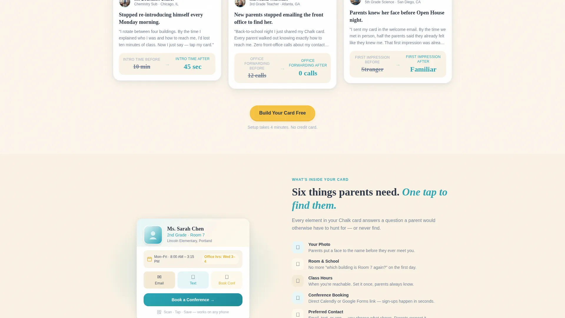Teacher Digital Business Card Landing Page Template
