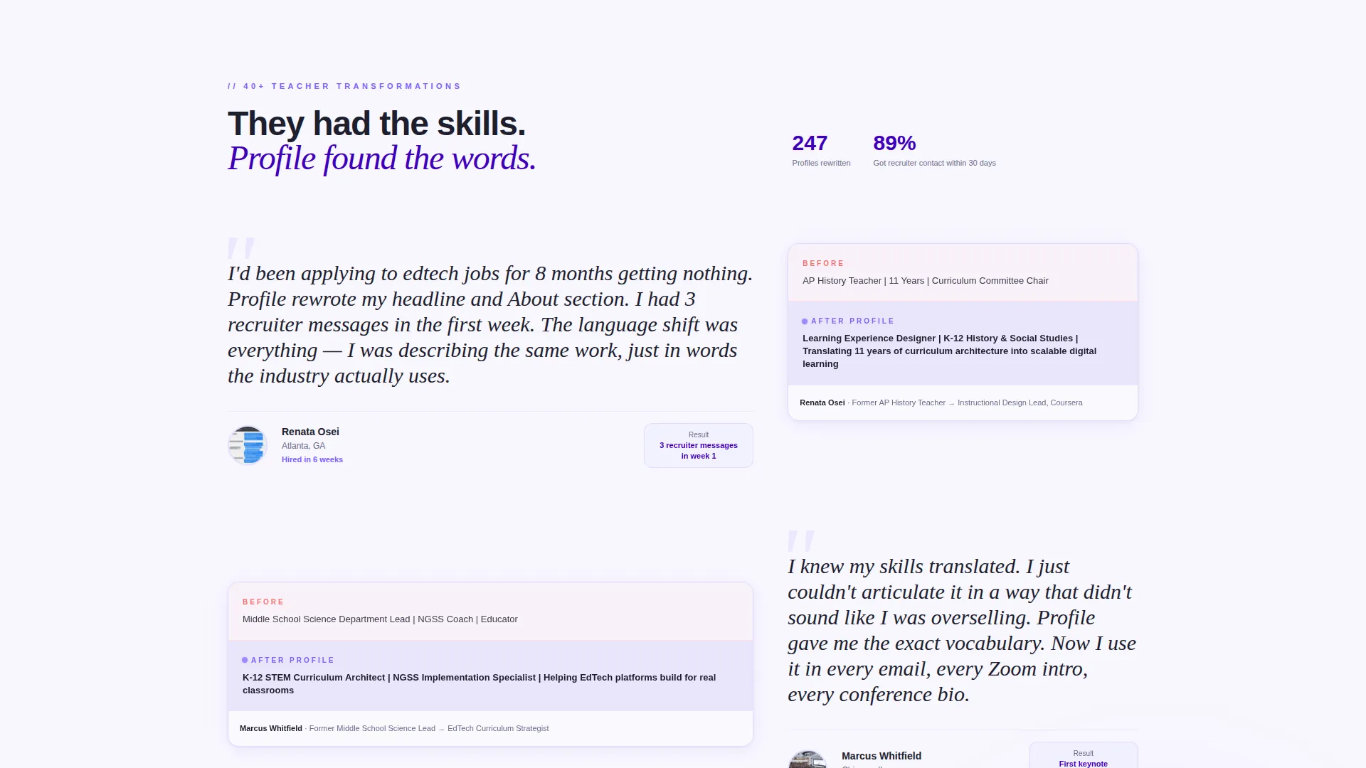 LinkedIn Profile Landing Page Template