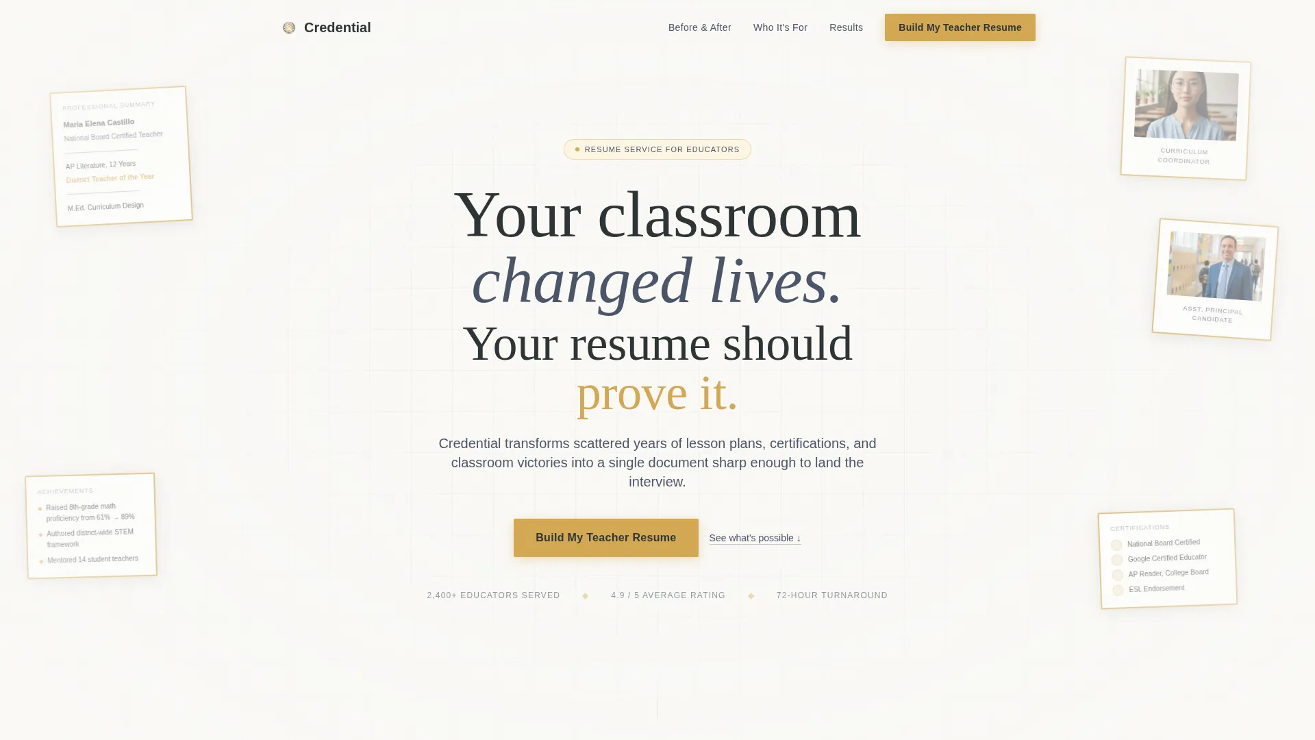 Professional Resume Landing Page Template, Credential