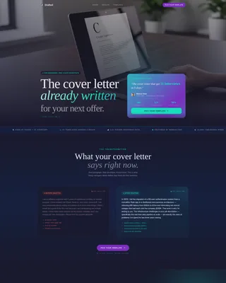 Tech Professional Cover Letter Landing Page Template