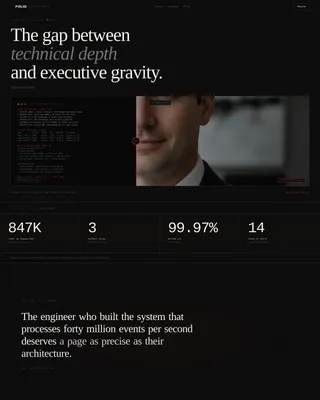 Dark Immersive Executive Bio Landing Page Template