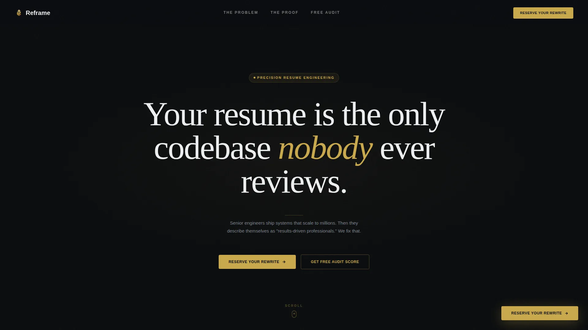 Tech Resume Landing Page Template | Obsidian & Gold