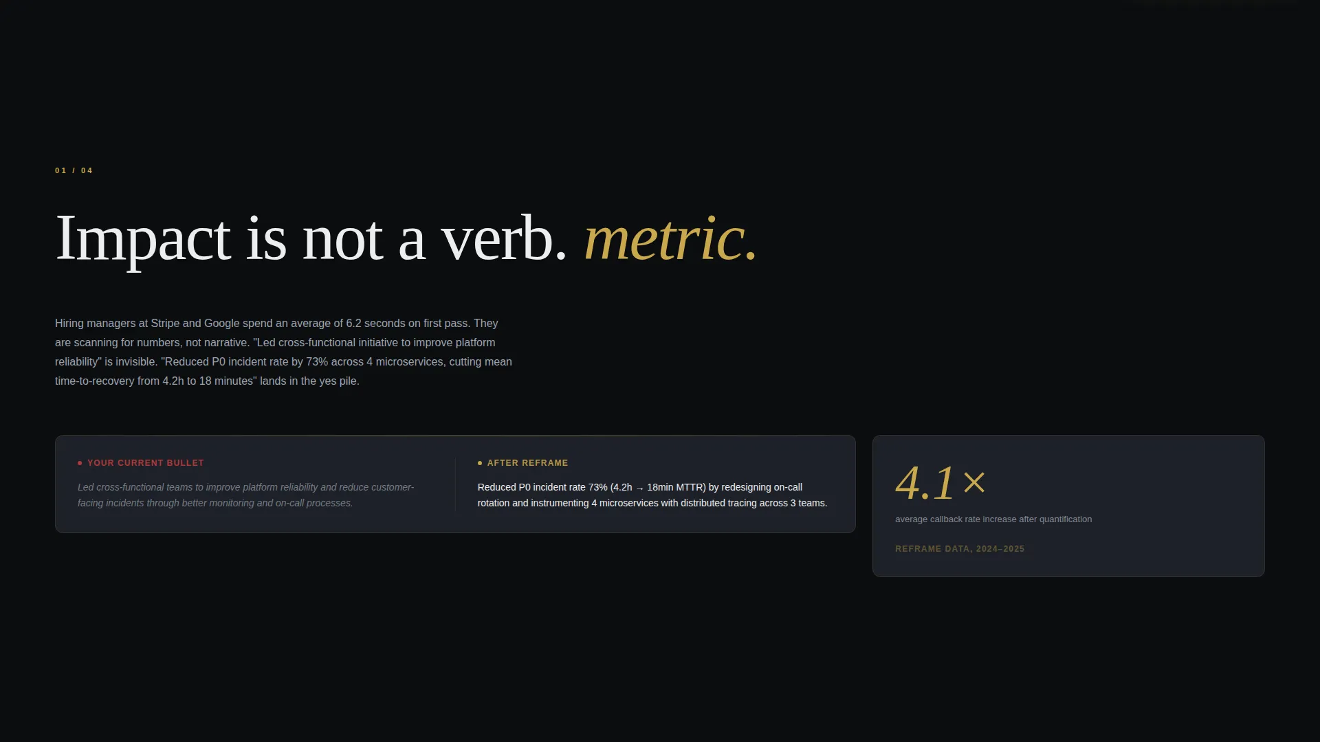 Tech Resume Landing Page Template | Obsidian & Gold