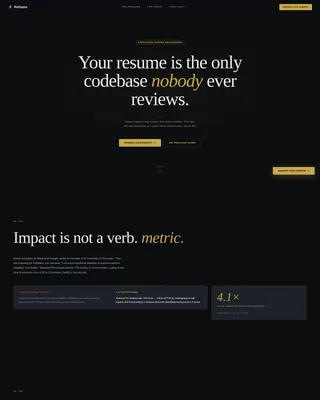 Tech Resume Landing Page Template | Obsidian & Gold