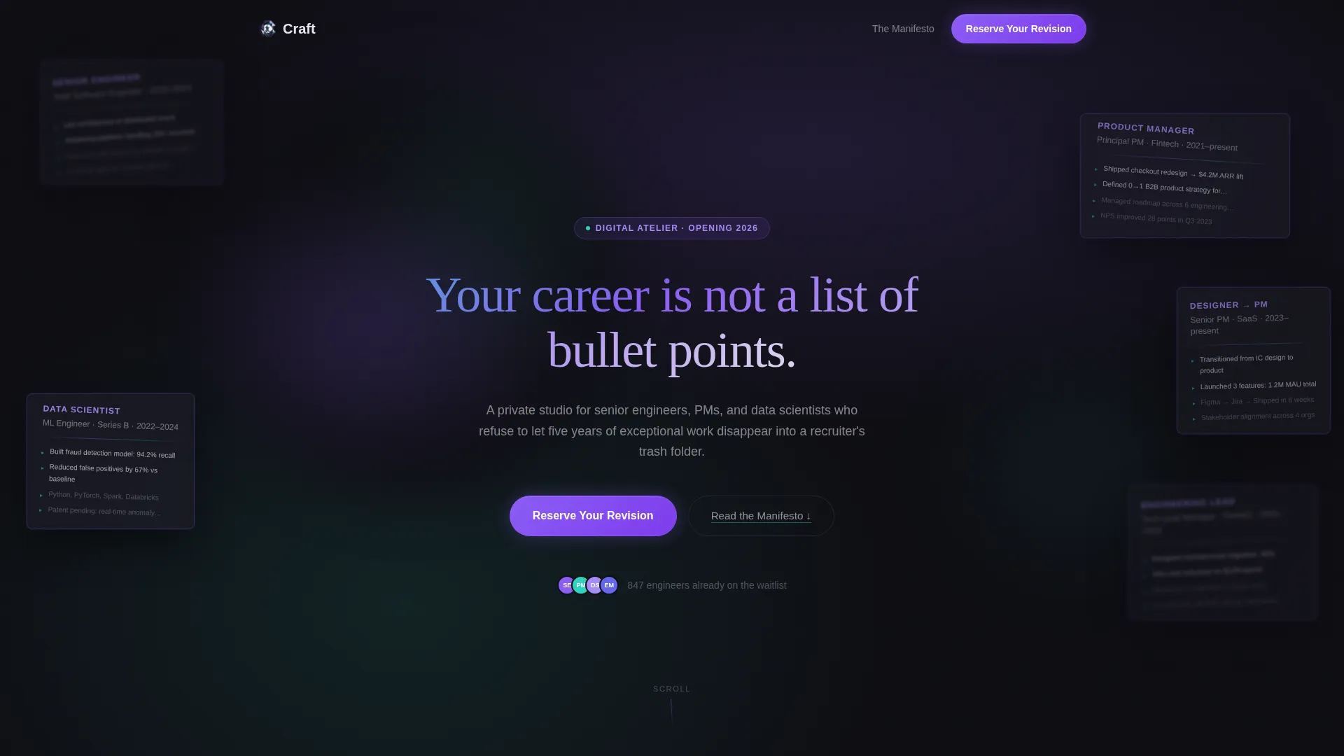 Immersive Tech Resume Landing Page Template