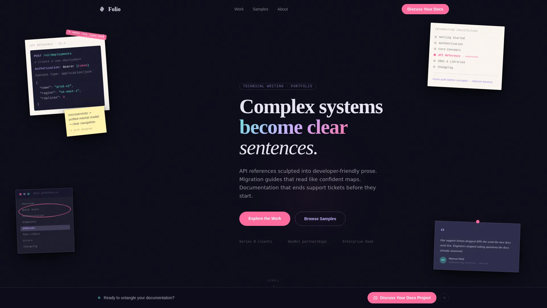 Technical Writer Portfolio Landing Page Template