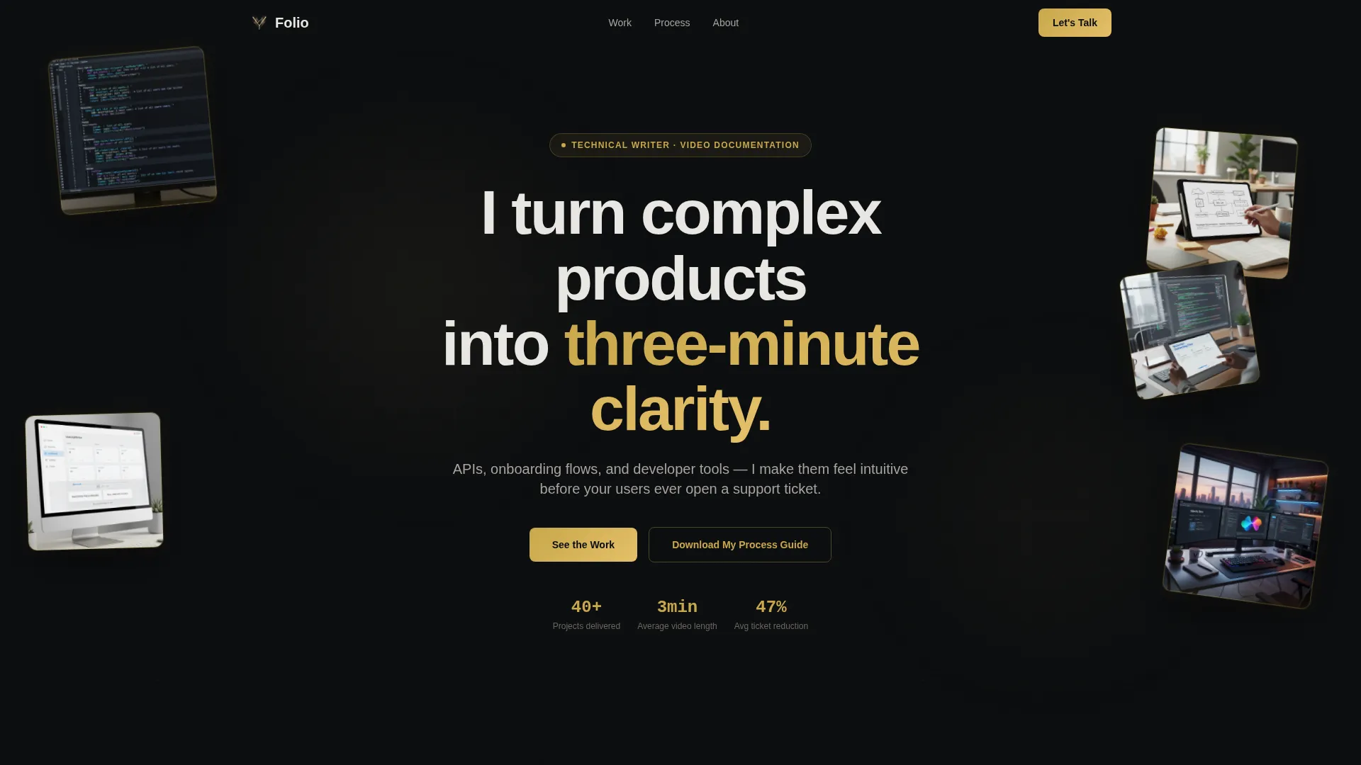 Technical Writer Video Portfolio Landing Page Template