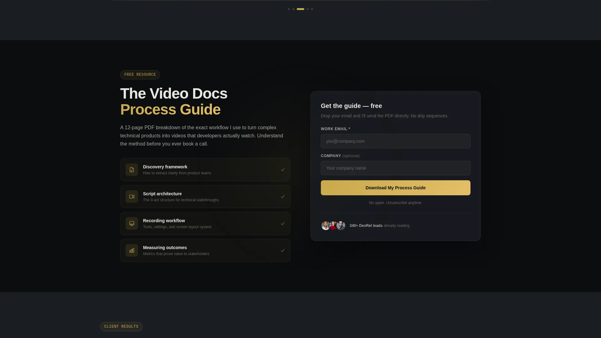 Technical Writer Video Portfolio Landing Page Template
