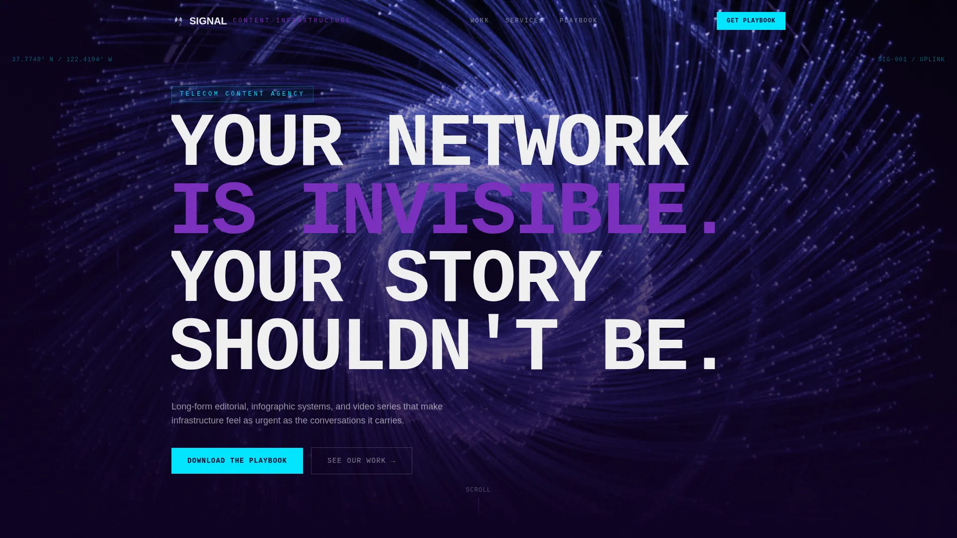 Bold Brutalist Telecom Content Marketing Landing Page