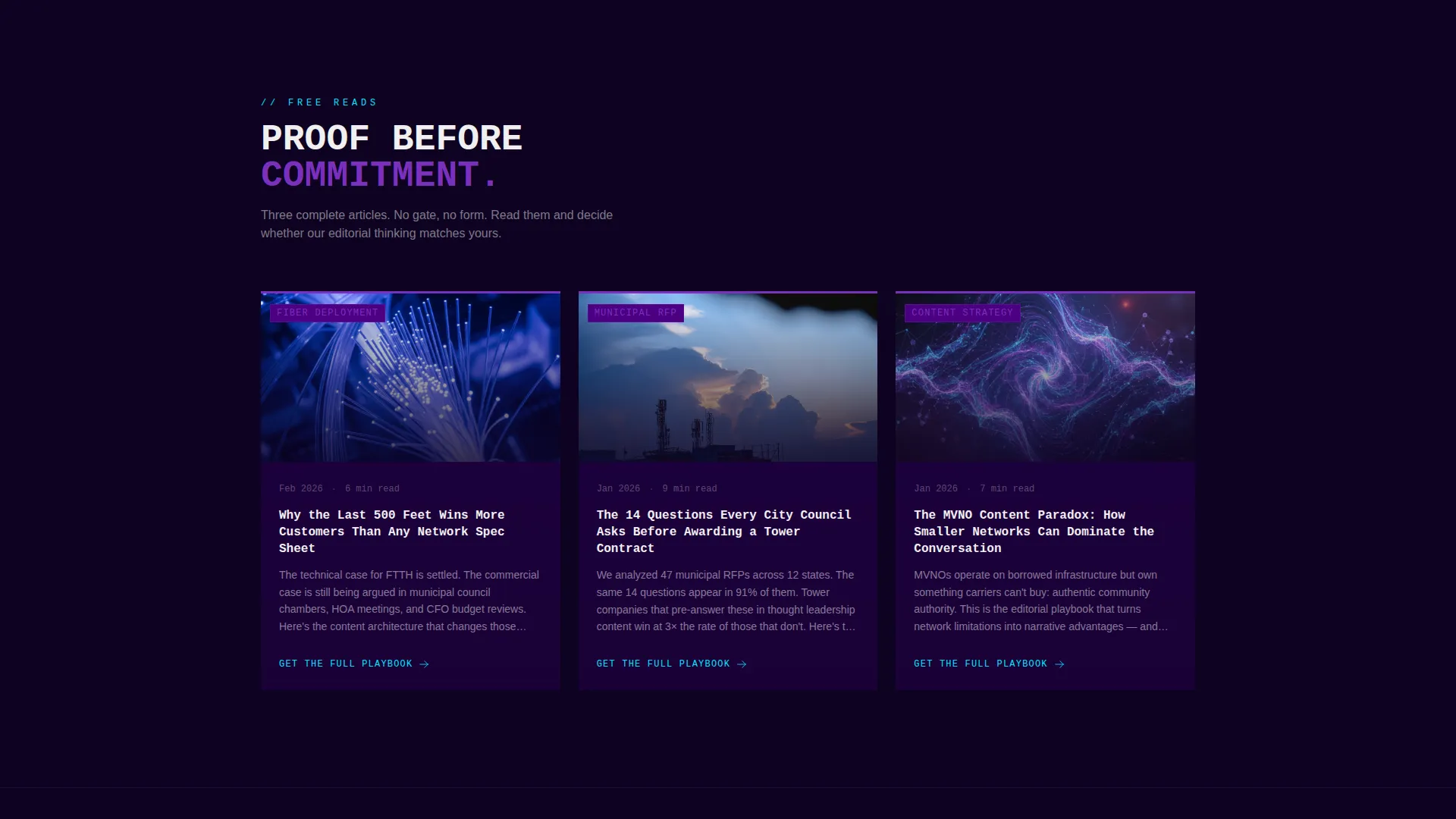 Bold Brutalist Telecom Content Marketing Landing Page