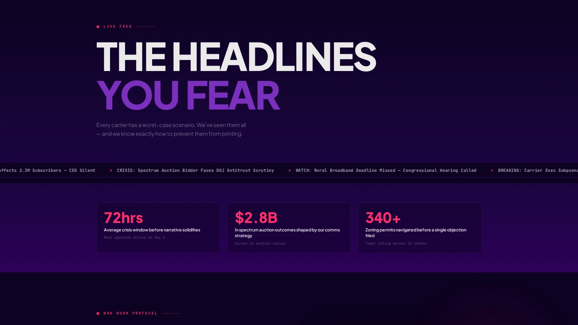 Telecommunications PR Agency Landing Page Template