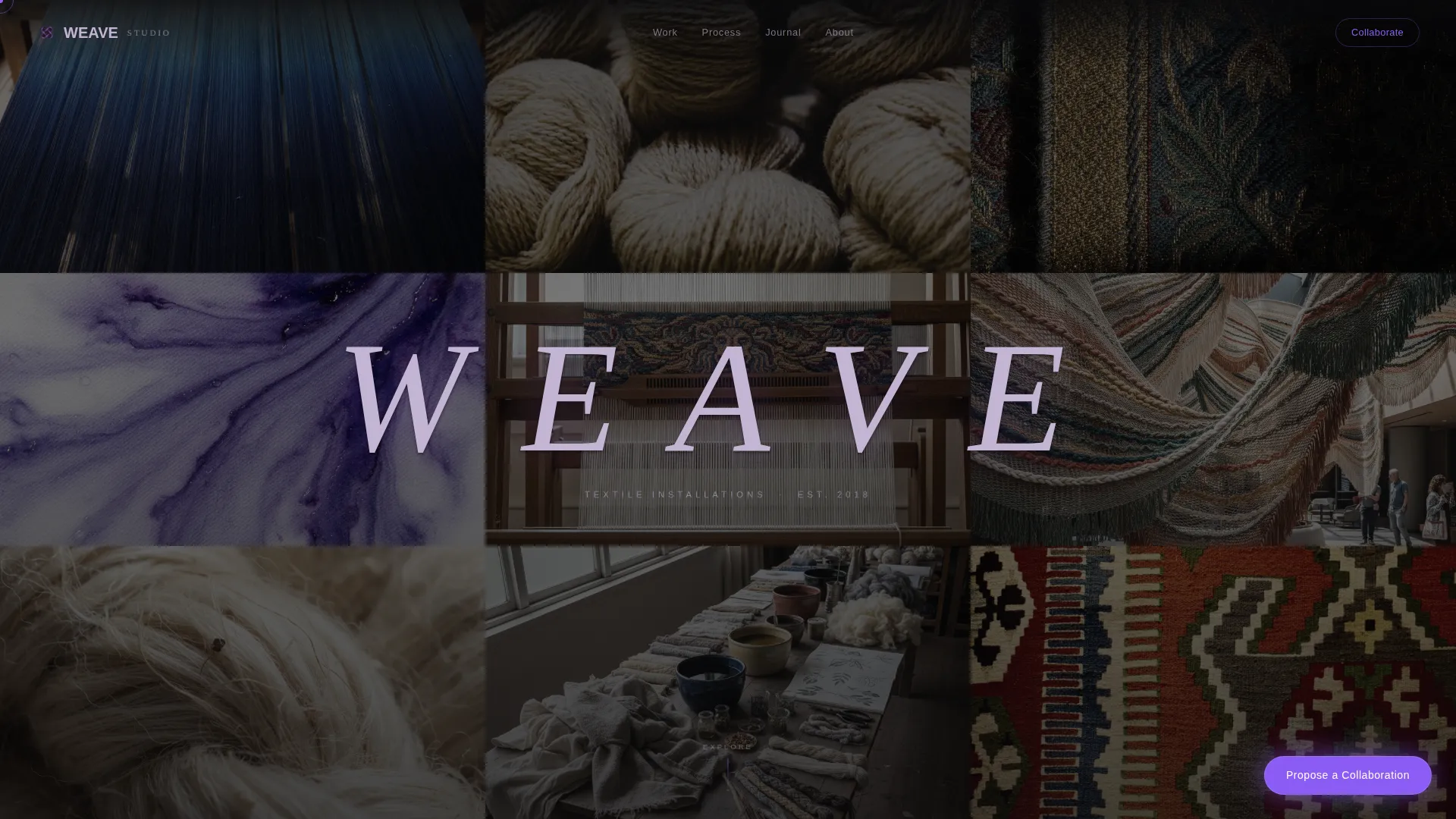 Immersive Textile Artist Landing Page Template