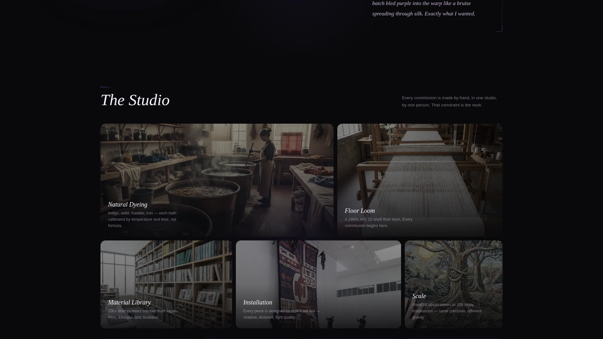 Immersive Textile Artist Landing Page Template
