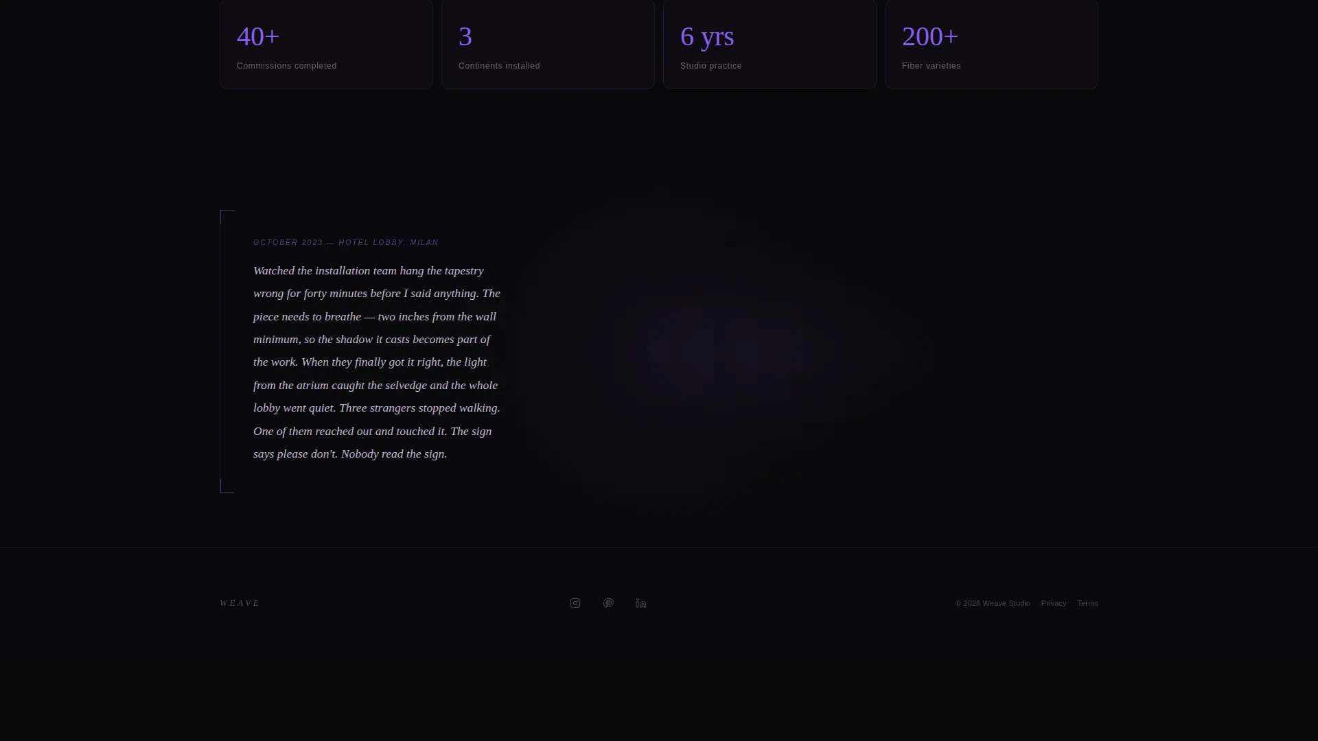 Immersive Textile Artist Landing Page Template
